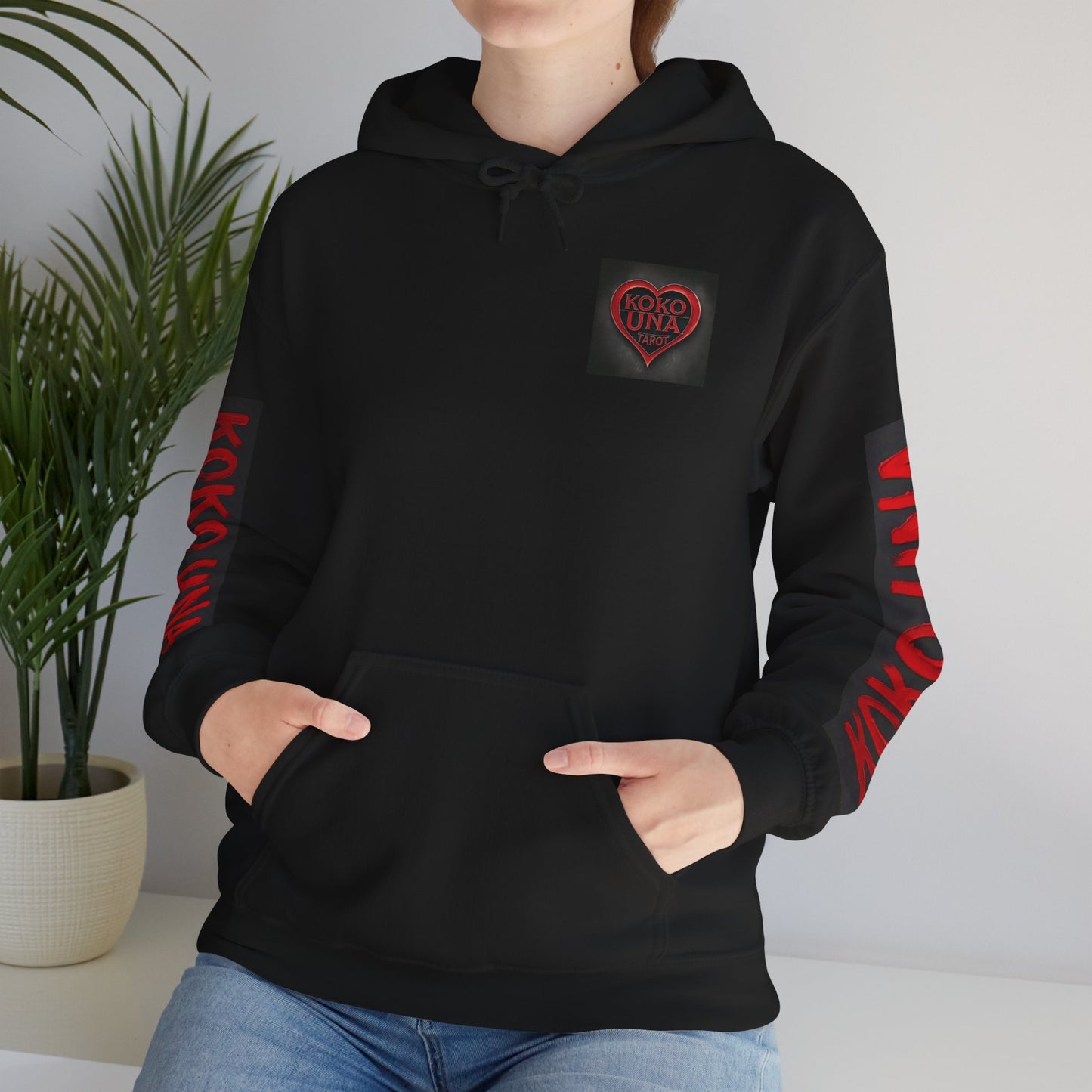 Koko Una Tarot Official Hoodie- Lucky 13 Backside Red & Black- Unisex Heavy Blend™ Sweatshirt