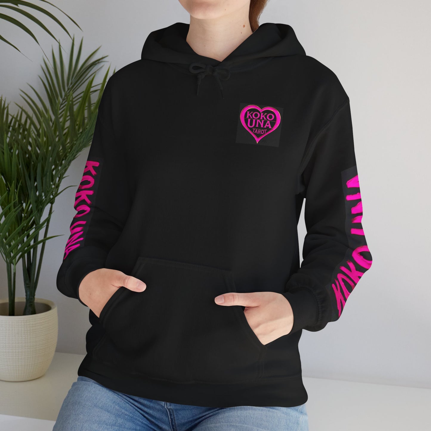Koko Una Tarot Official Hoodie- Lucky 13 Backside Pink & Black - Unisex Heavy Blend™ Sweatshirt