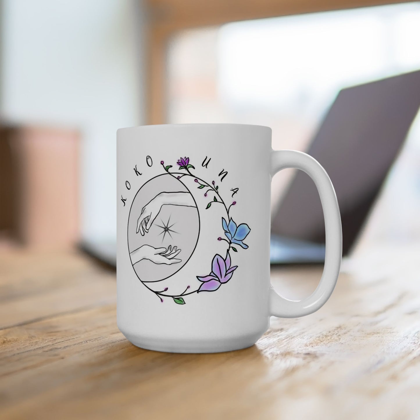 Koko Una LOGO White Ceramic Mug, (11oz, 15oz)