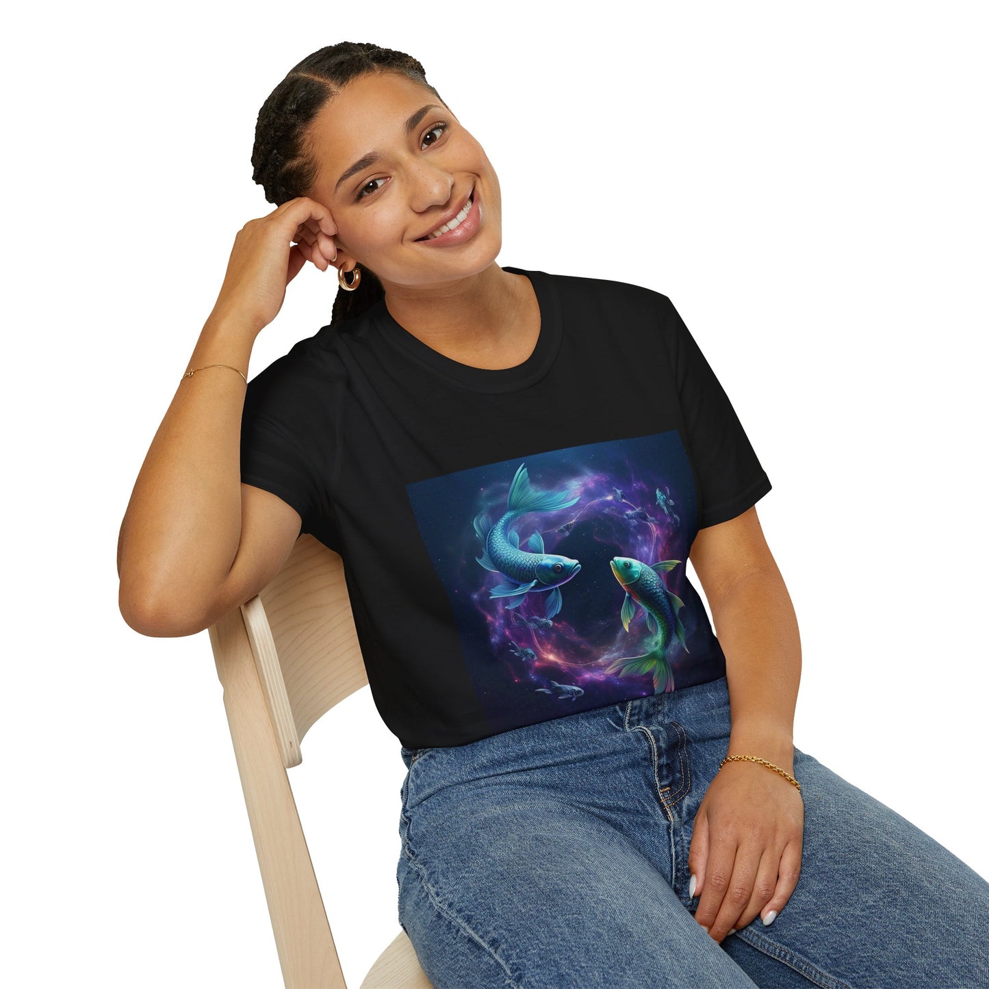 Zodiac by Koko Una- Pisces Fish (Picture ONLY)- Unisex Softstyle T-Shirt - Astrology Inspired