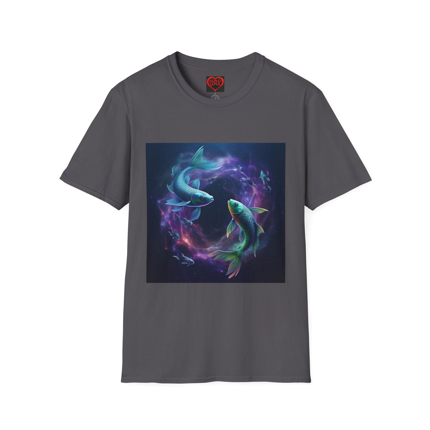 Zodiac by Koko Una- Pisces Fish (Picture ONLY)- Unisex Softstyle T-Shirt - Astrology Inspired
