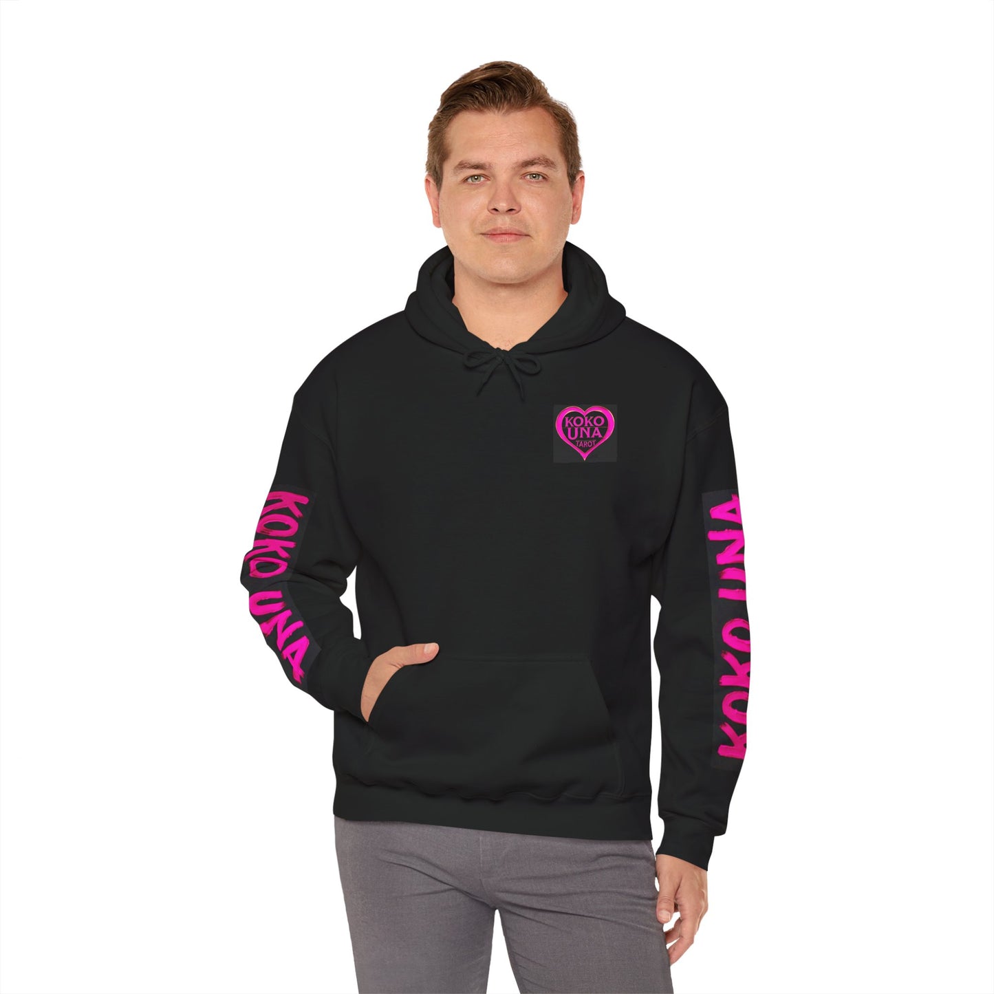 Koko Una Tarot Official Hoodie- Lucky 13 Backside Pink & Black - Unisex Heavy Blend™ Sweatshirt
