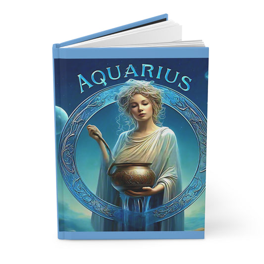 Zodiac "Aquarius" Journal- Hardcover Matte 8" x 5.5" Light Blue