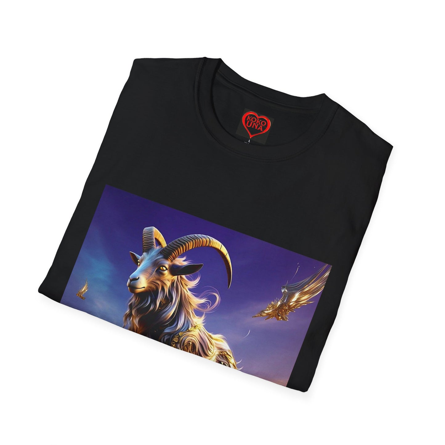 Zodiac by Koko Una- Capricorn Goat (Picture ONLY)- Unisex Softstyle T-Shirt - Astrology Inspired