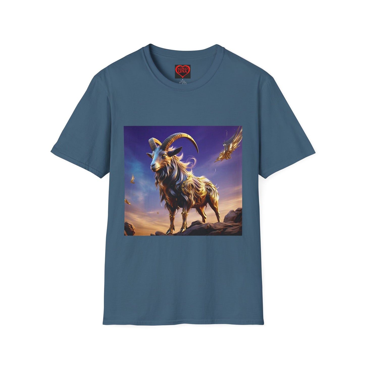 Zodiac by Koko Una- Capricorn Goat (Picture ONLY)- Unisex Softstyle T-Shirt - Astrology Inspired