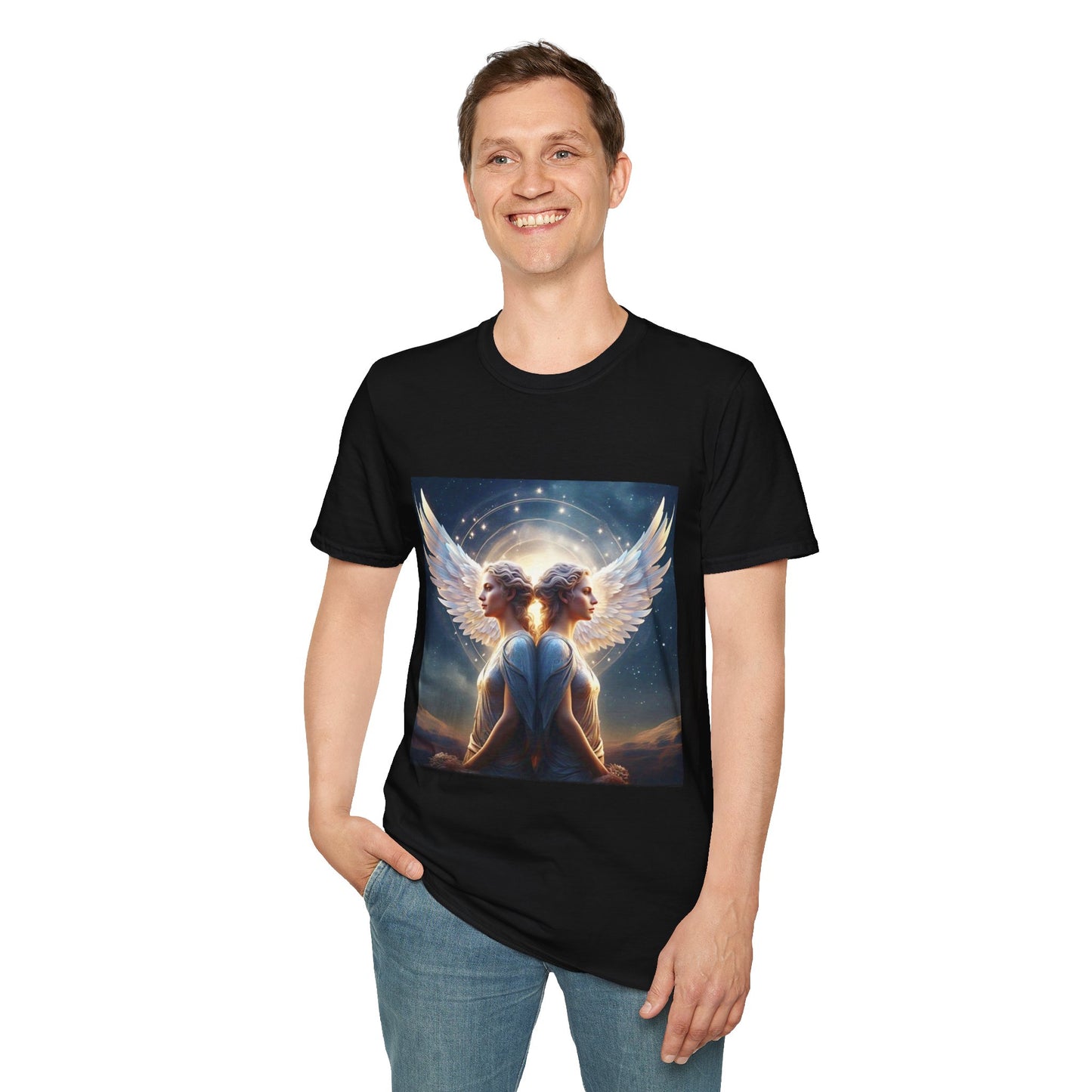 Zodiac by Koko Una- Gemini Twins (Picture ONLY)- Unisex Softstyle T-Shirt - Astrology Inspired