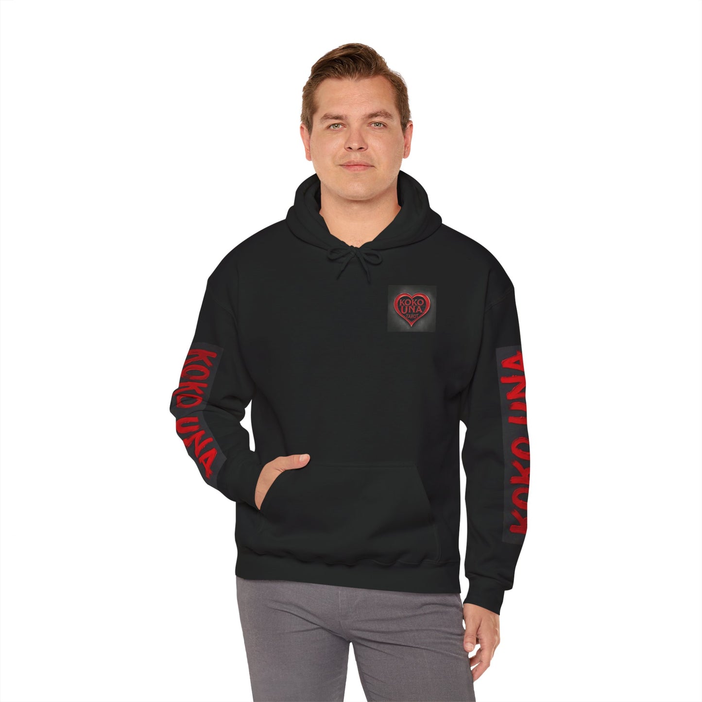 Koko Una Tarot Official Hoodie- Lucky 13 Backside Red & Black- Unisex Heavy Blend™ Sweatshirt