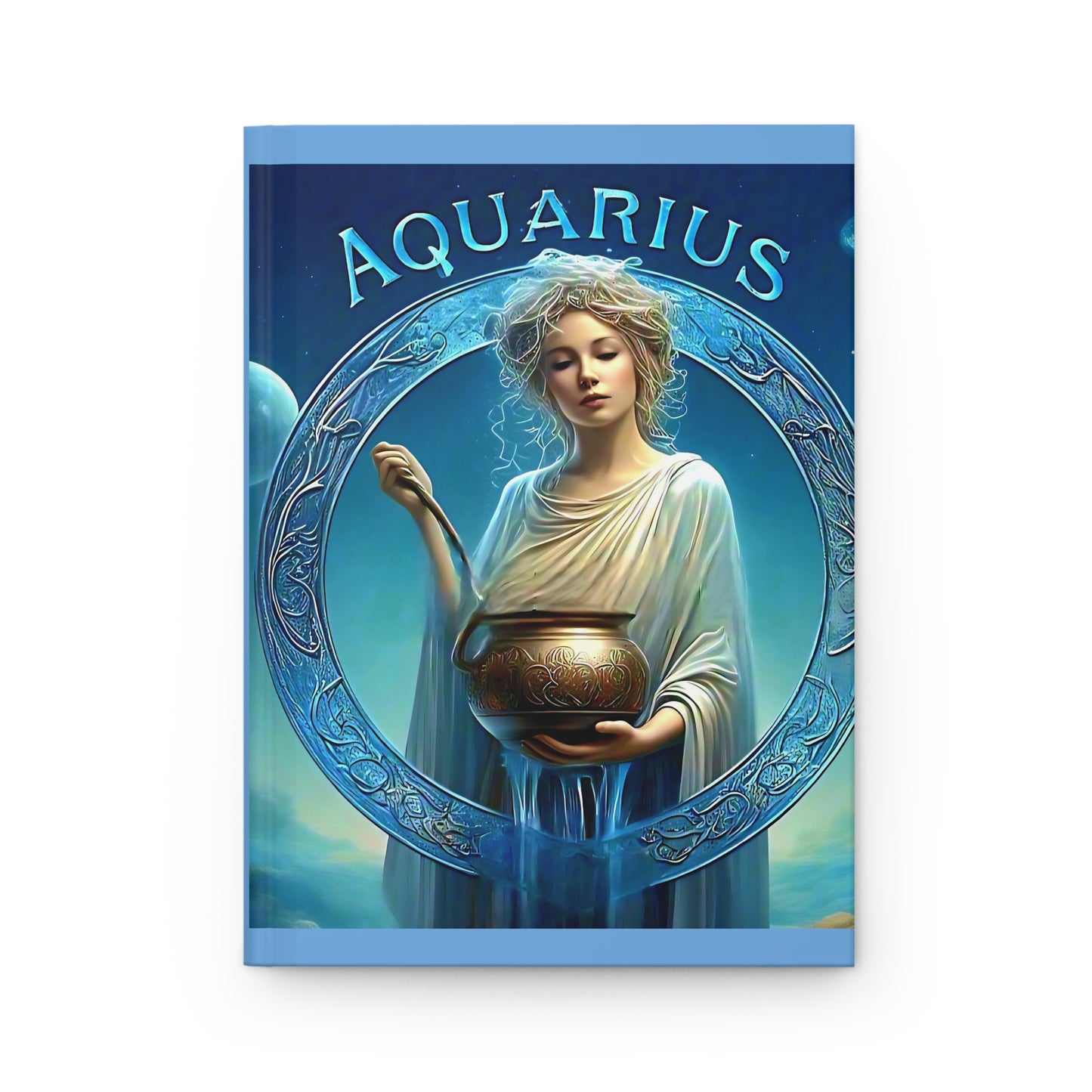 Zodiac "Aquarius" Journal- Hardcover Matte 8" x 5.5" Light Blue
