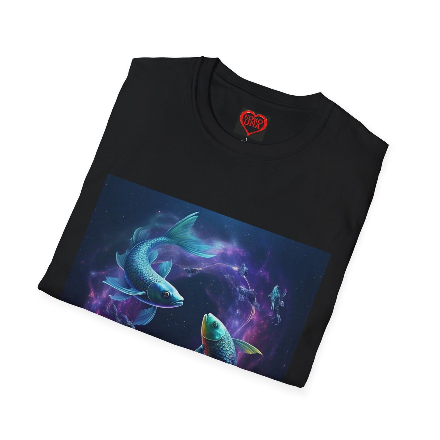Zodiac by Koko Una- Pisces Fish (Picture ONLY)- Unisex Softstyle T-Shirt - Astrology Inspired