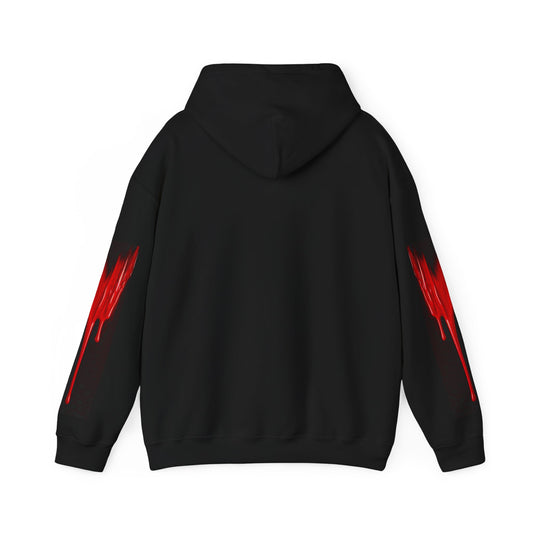 Dark Waves Art by Koko Una- Samurai Amoung Us in Red- Hoodie Unisex Sweatshirt w/Printed Sleeves