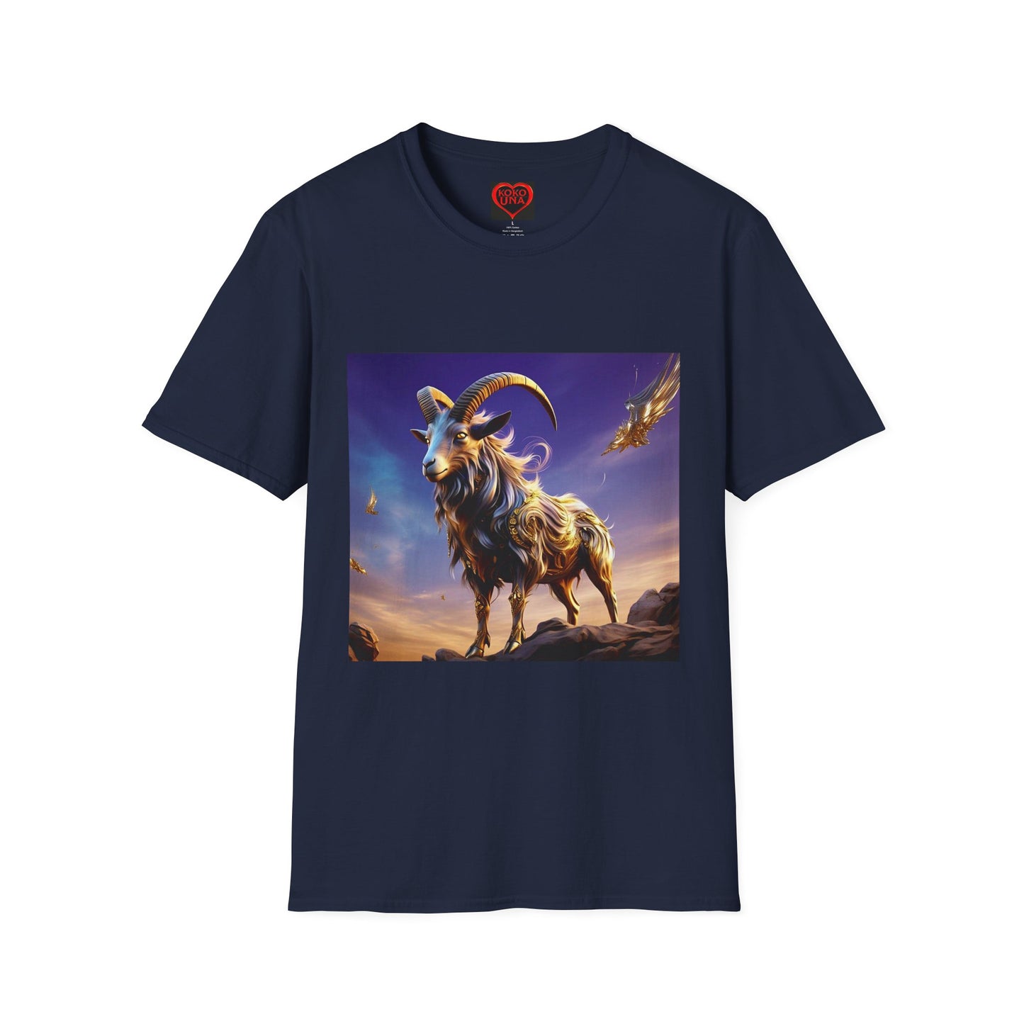 Zodiac by Koko Una- Capricorn Goat (Picture ONLY)- Unisex Softstyle T-Shirt - Astrology Inspired