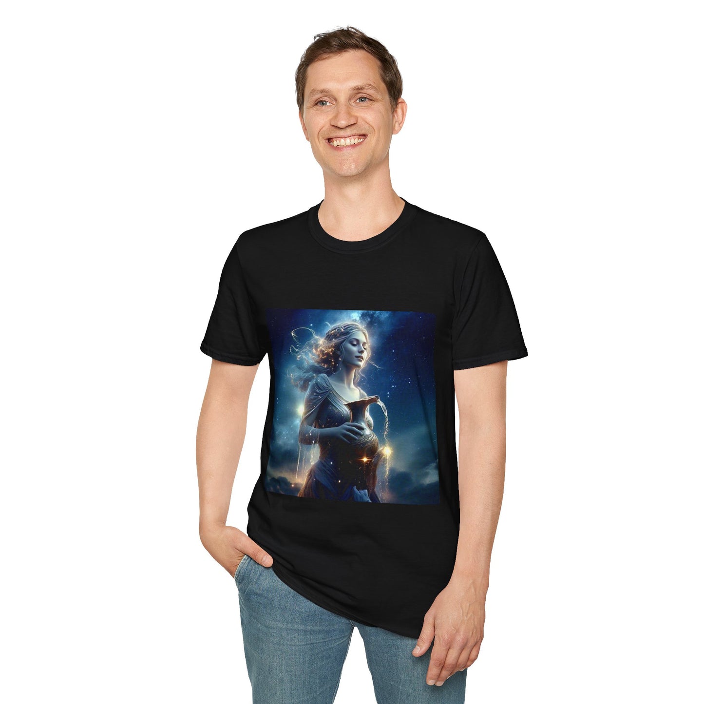 Zodiac by Koko Una- Aquarius Water Bearer (Picture ONLY)- Unisex Softstyle T-Shirt - Astrology Inspired