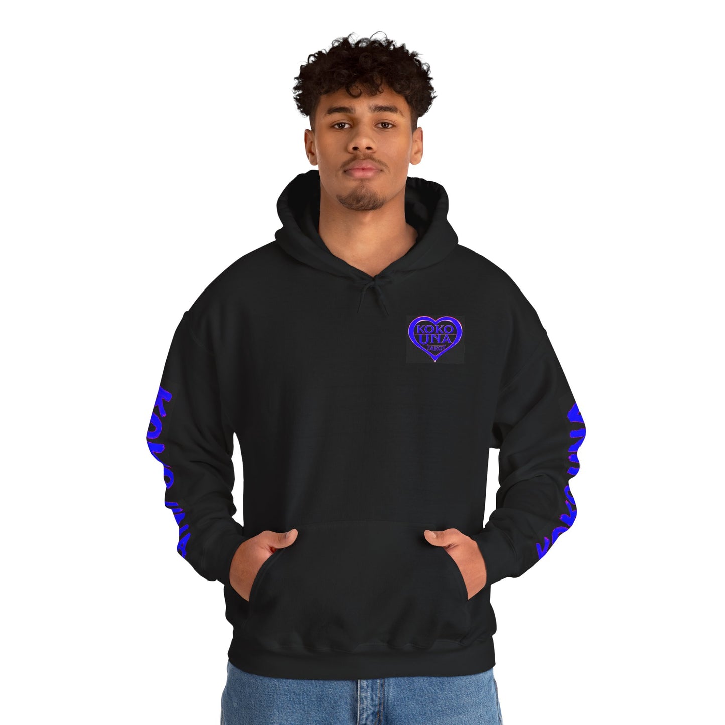 Koko Una Tarot Official Hoodie- Lucky 13 Backside Strato Blue/Purple & Black - Unisex Heavy Blend™ Sweatshirt
