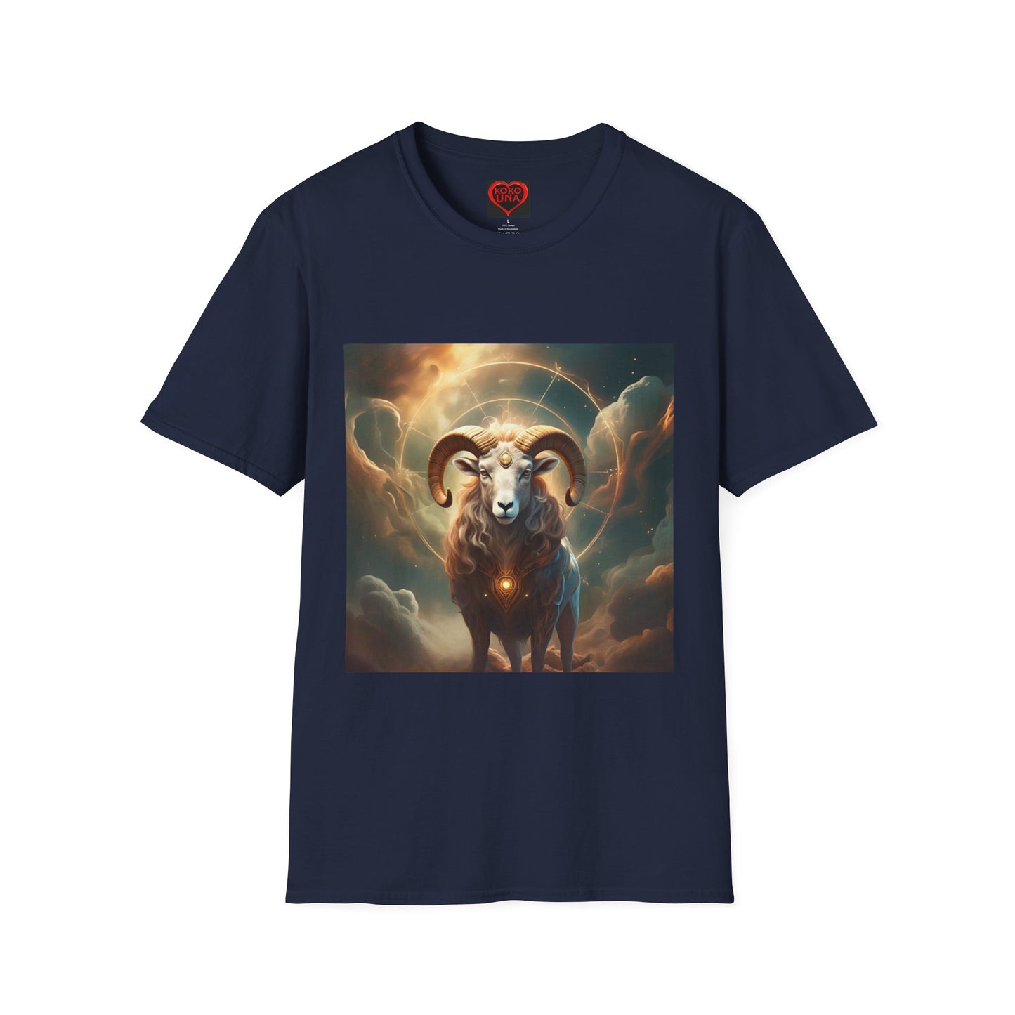 Zodiac by Koko Una- Aries Ram (Picture ONLY)- Unisex Softstyle T-Shirt - Astrology Inspired