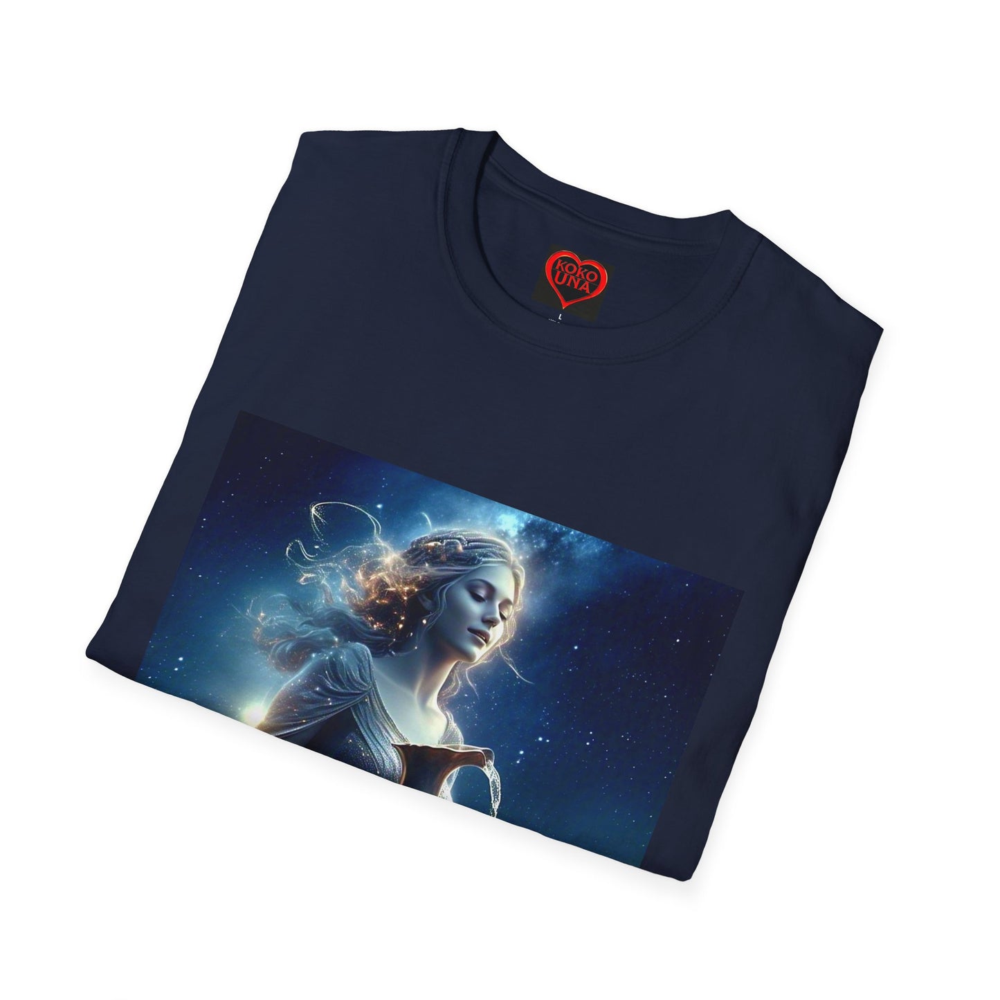 Zodiac by Koko Una- Aquarius Water Bearer (Picture ONLY)- Unisex Softstyle T-Shirt - Astrology Inspired