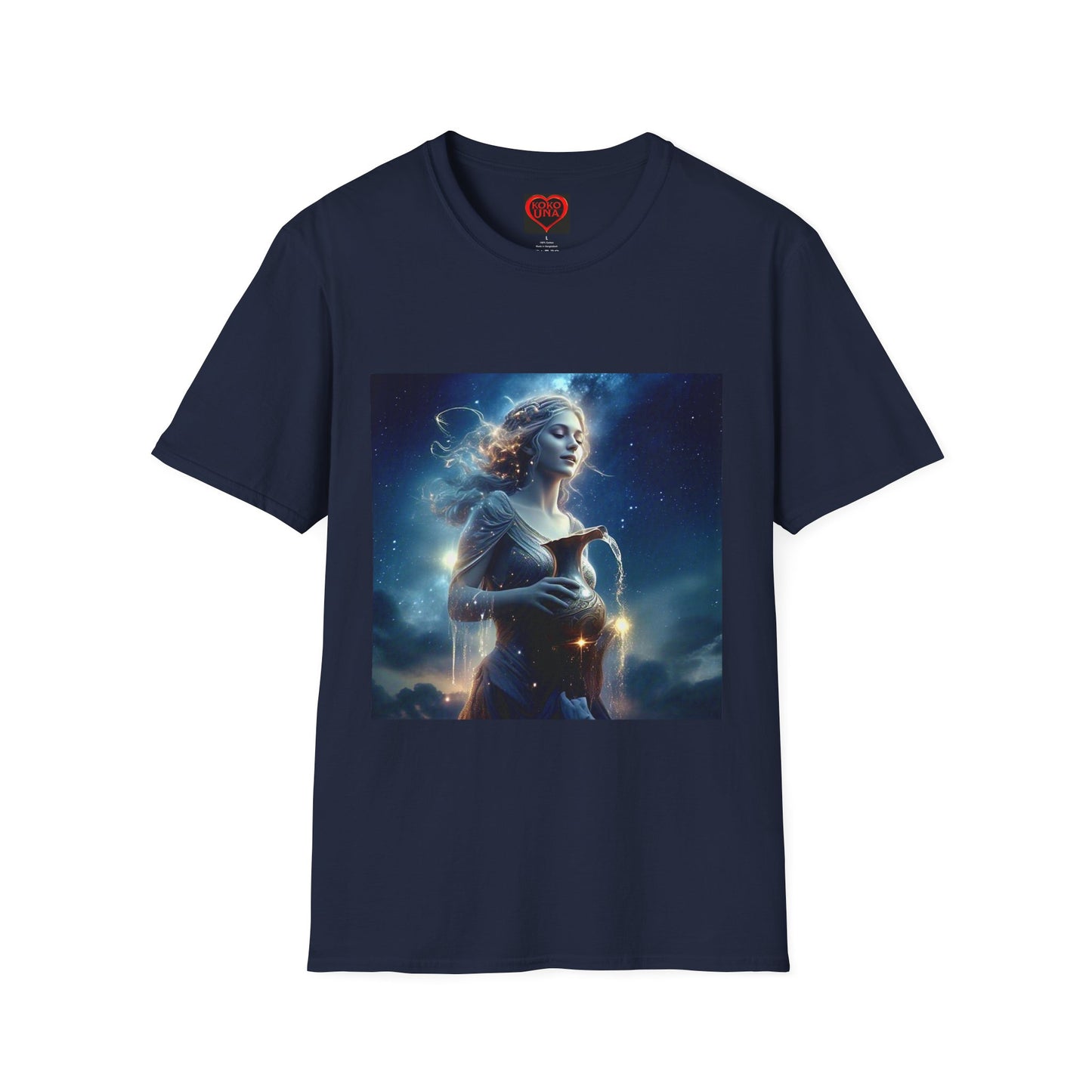 Zodiac by Koko Una- Aquarius Water Bearer (Picture ONLY)- Unisex Softstyle T-Shirt - Astrology Inspired
