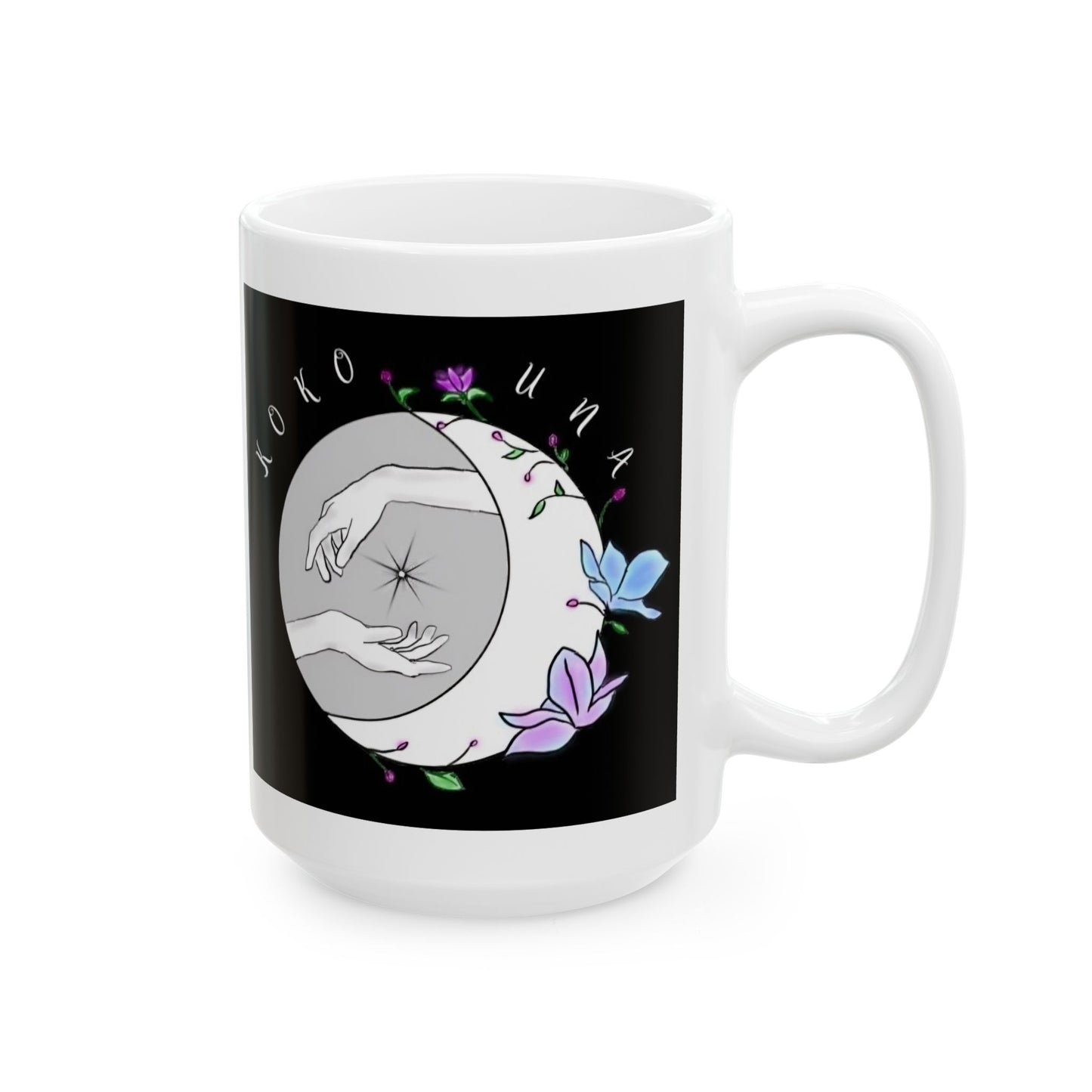 Koko Una LOGO Black & White Ceramic Mug, (11oz, 15oz)