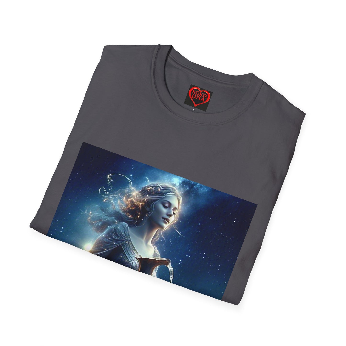 Zodiac by Koko Una- Aquarius Water Bearer (Picture ONLY)- Unisex Softstyle T-Shirt - Astrology Inspired