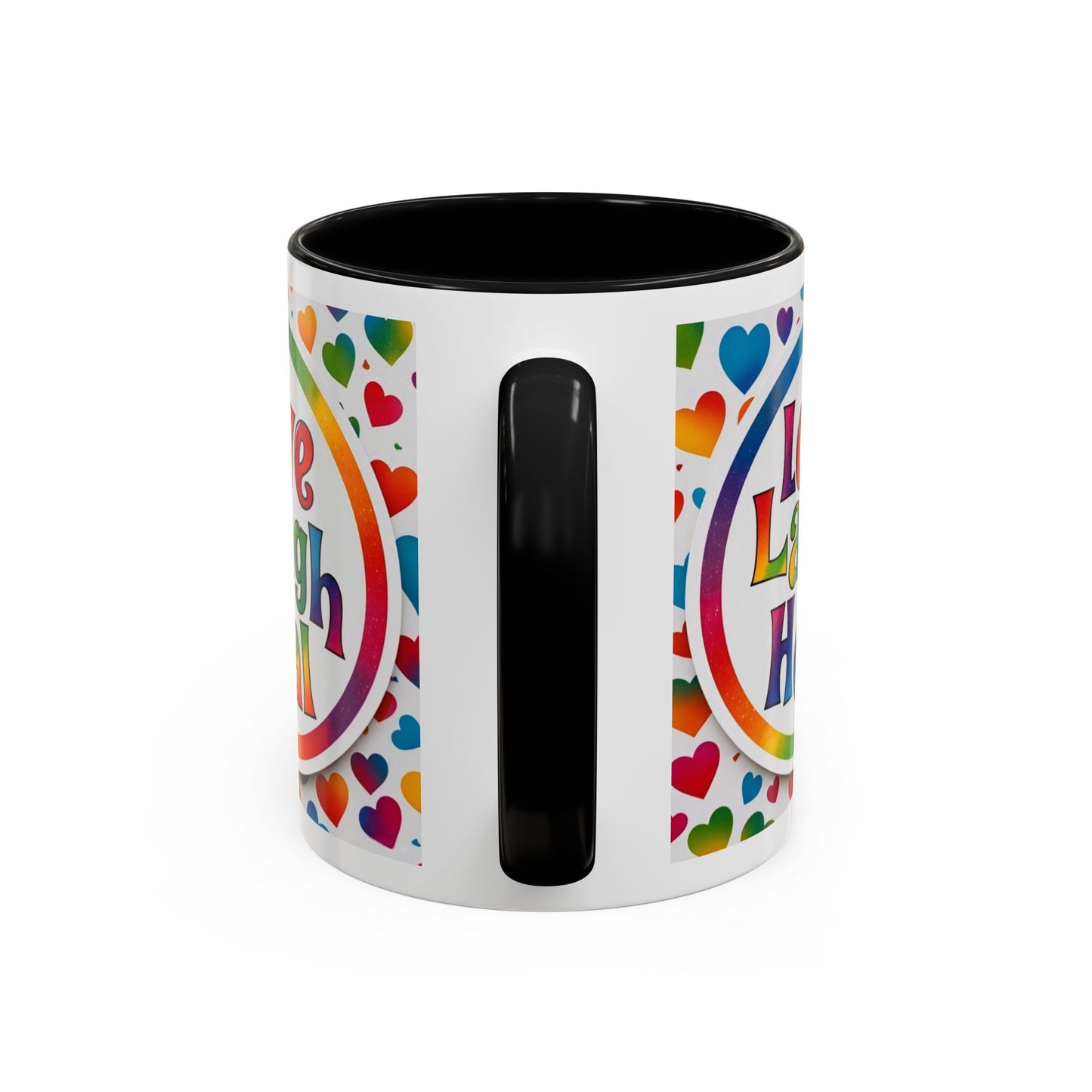 Healing Starts with a Sip: Rainbow Hearts "Love - Laugh - Heal"  Mug 11 oz or 15 oz- Inspirational Gifts