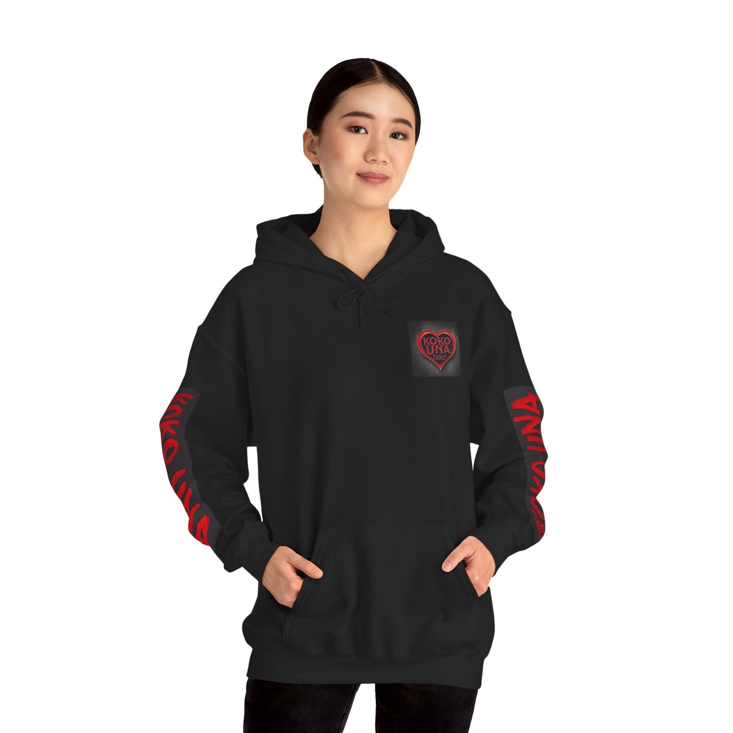 Koko Una Tarot Official Hoodie- Lucky 13 Backside Red & Black- Unisex Heavy Blend™ Sweatshirt
