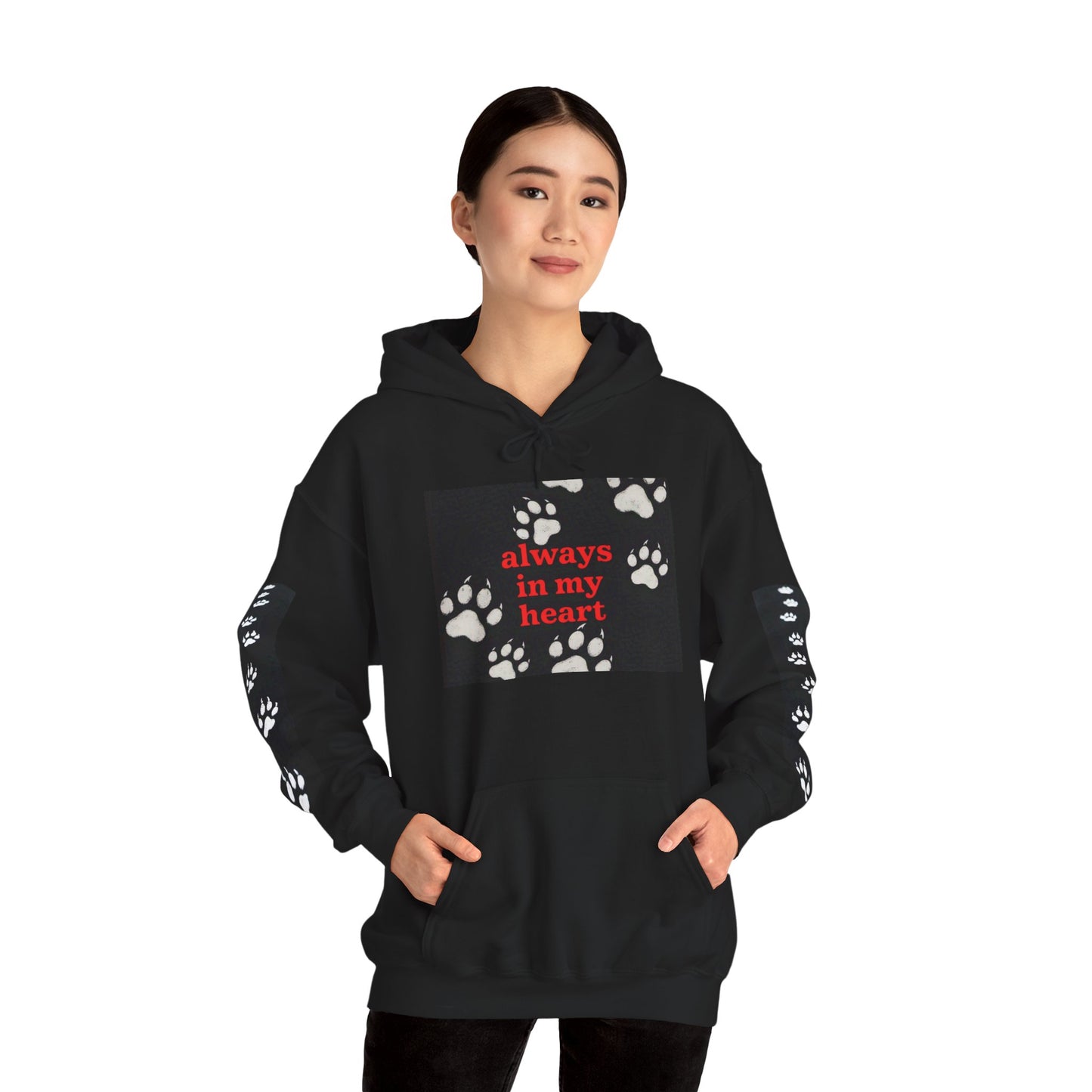 Always in My Heart- Dog Paws Hoodie- Unisex Hooded Sweatshirt