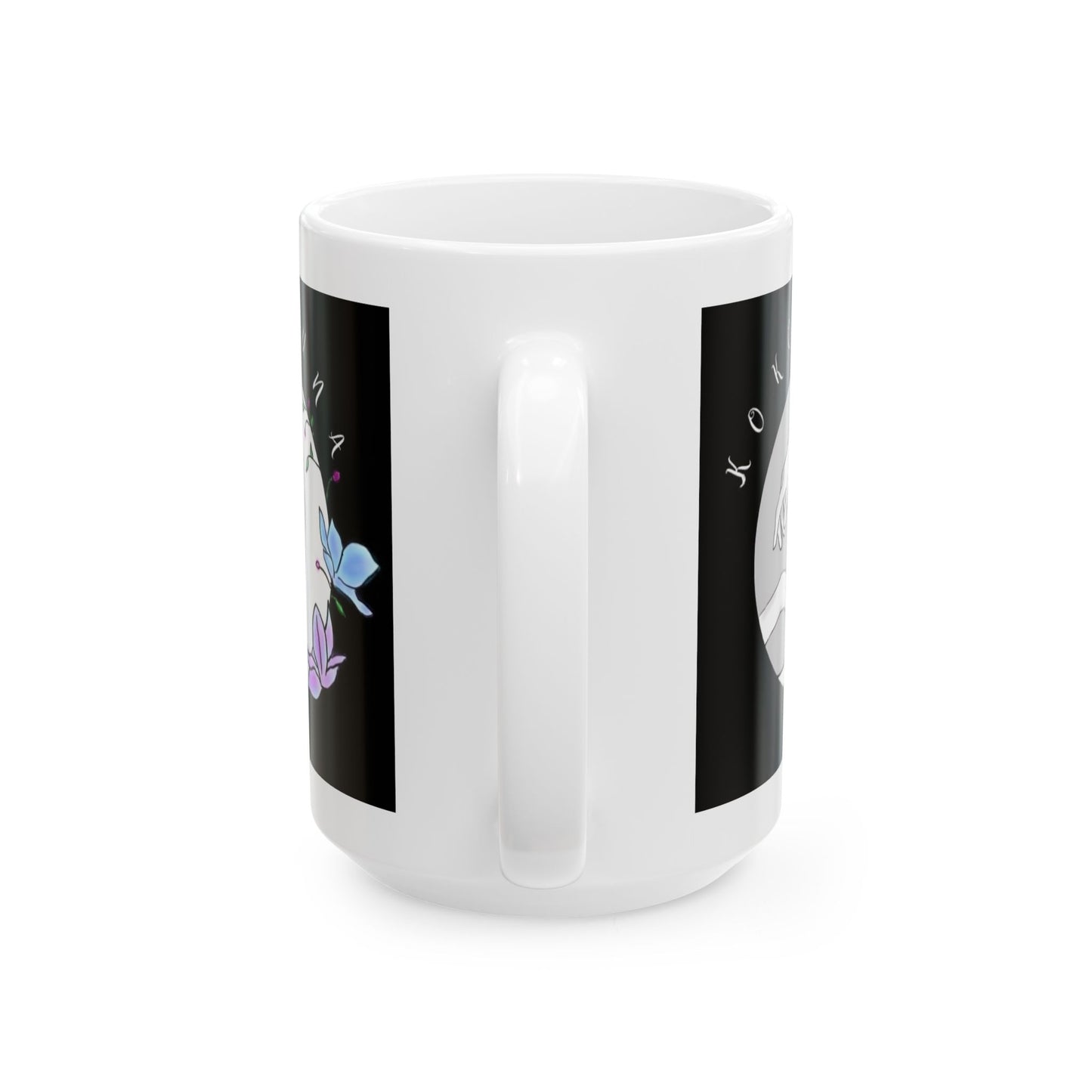 Koko Una LOGO Black & White Ceramic Mug, (11oz, 15oz)