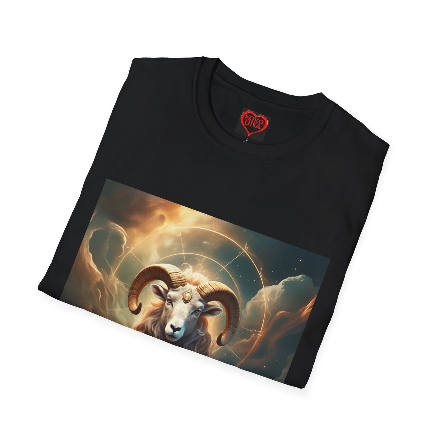 Zodiac by Koko Una- Aries Ram (Picture ONLY)- Unisex Softstyle T-Shirt - Astrology Inspired