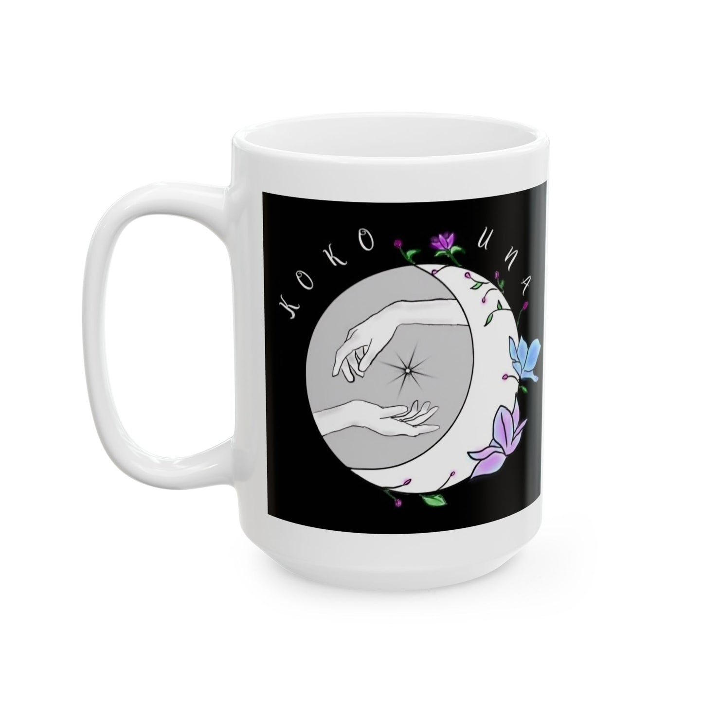 Koko Una LOGO Black & White Ceramic Mug, (11oz, 15oz)