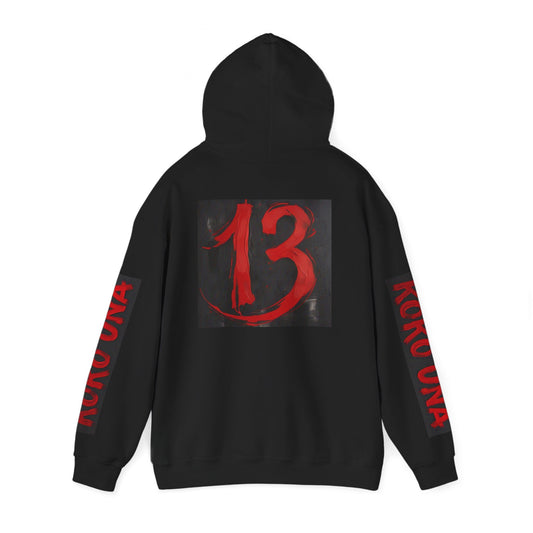 Koko Una Tarot Official Hoodie- Lucky 13 Backside Red & Black- Unisex Heavy Blend™ Sweatshirt