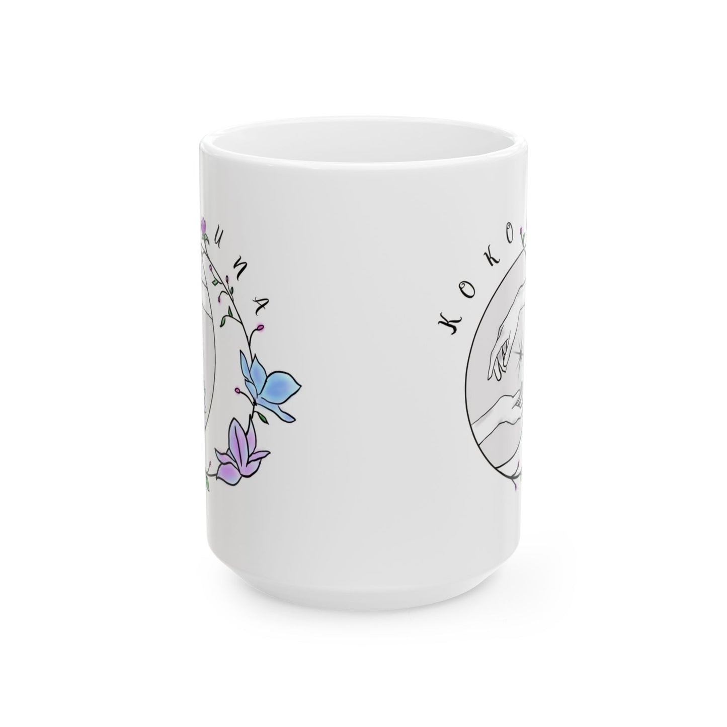 Koko Una LOGO White Ceramic Mug, (11oz, 15oz)