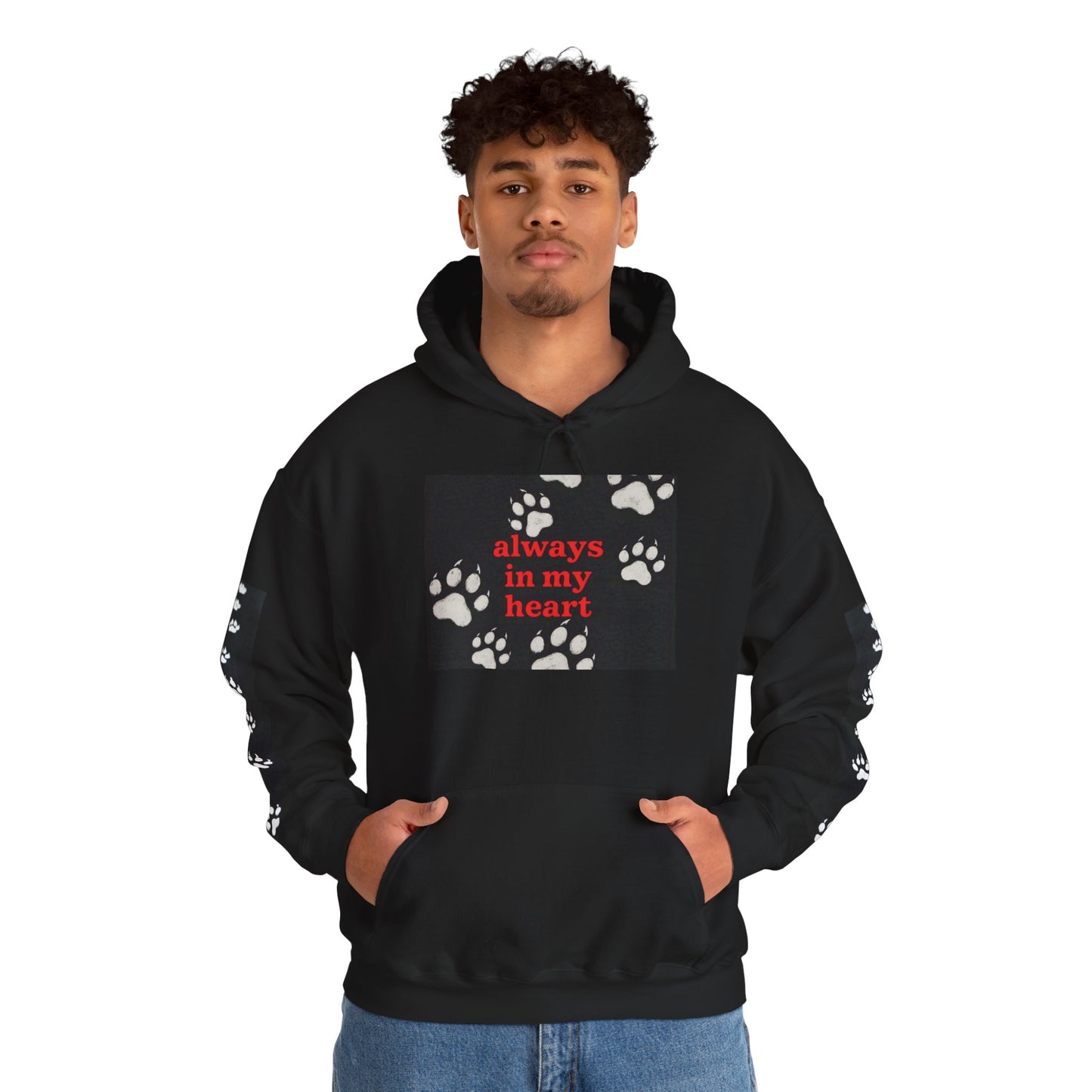 Always in My Heart- Dog Paws Hoodie- Unisex Hooded Sweatshirt
