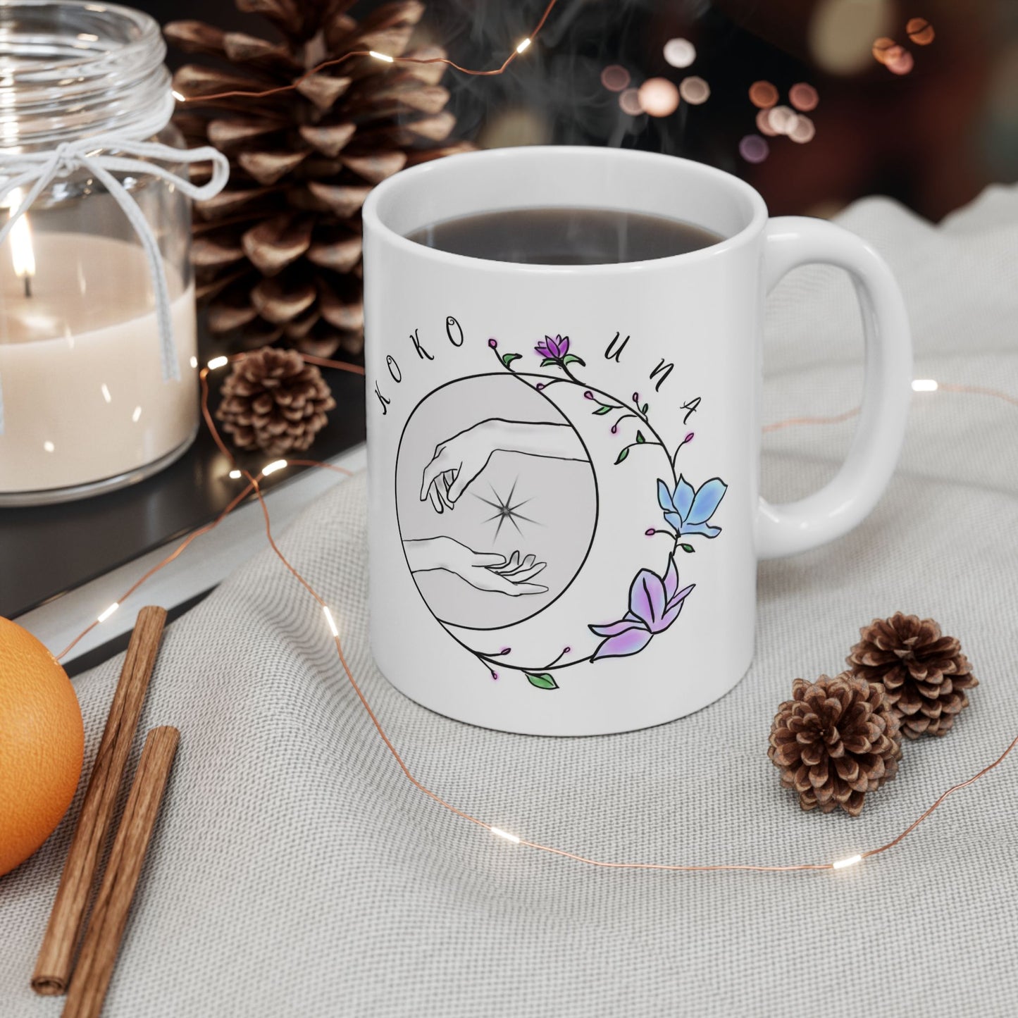 Koko Una LOGO White Ceramic Mug, (11oz, 15oz)