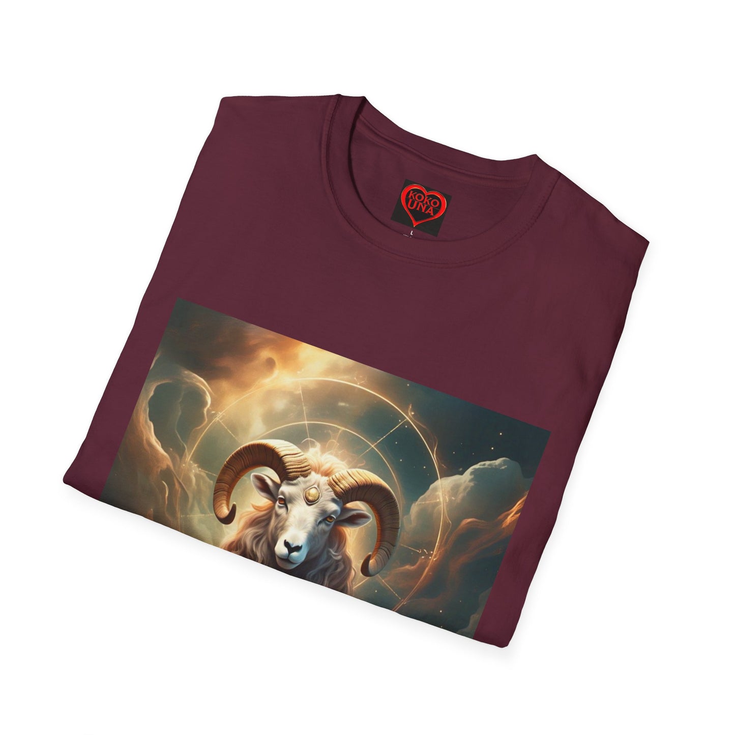 Zodiac by Koko Una- Aries Ram (Picture ONLY)- Unisex Softstyle T-Shirt - Astrology Inspired