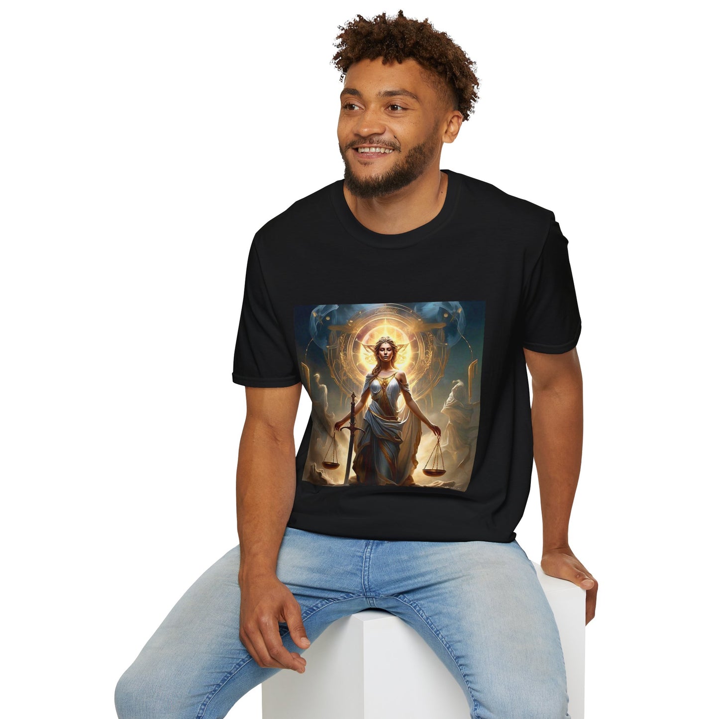 Zodiac by Koko Una- Libra Scales (Picture ONLY)- Unisex Softstyle T-Shirt - Astrology Inspired