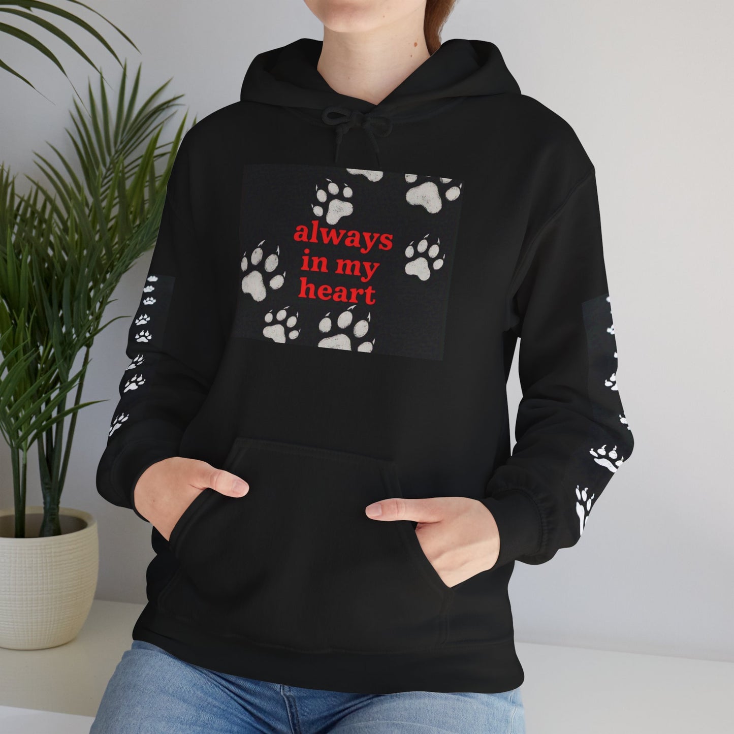 Always in My Heart- Dog Paws Hoodie- Unisex Hooded Sweatshirt
