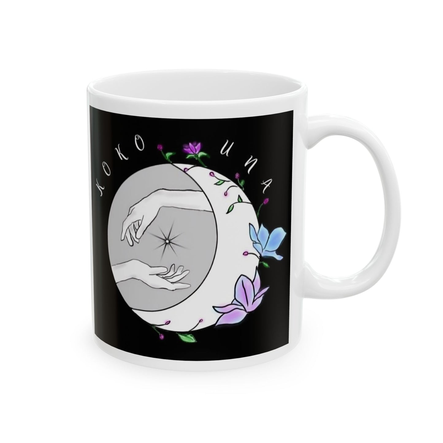 Koko Una LOGO Black & White Ceramic Mug, (11oz, 15oz)