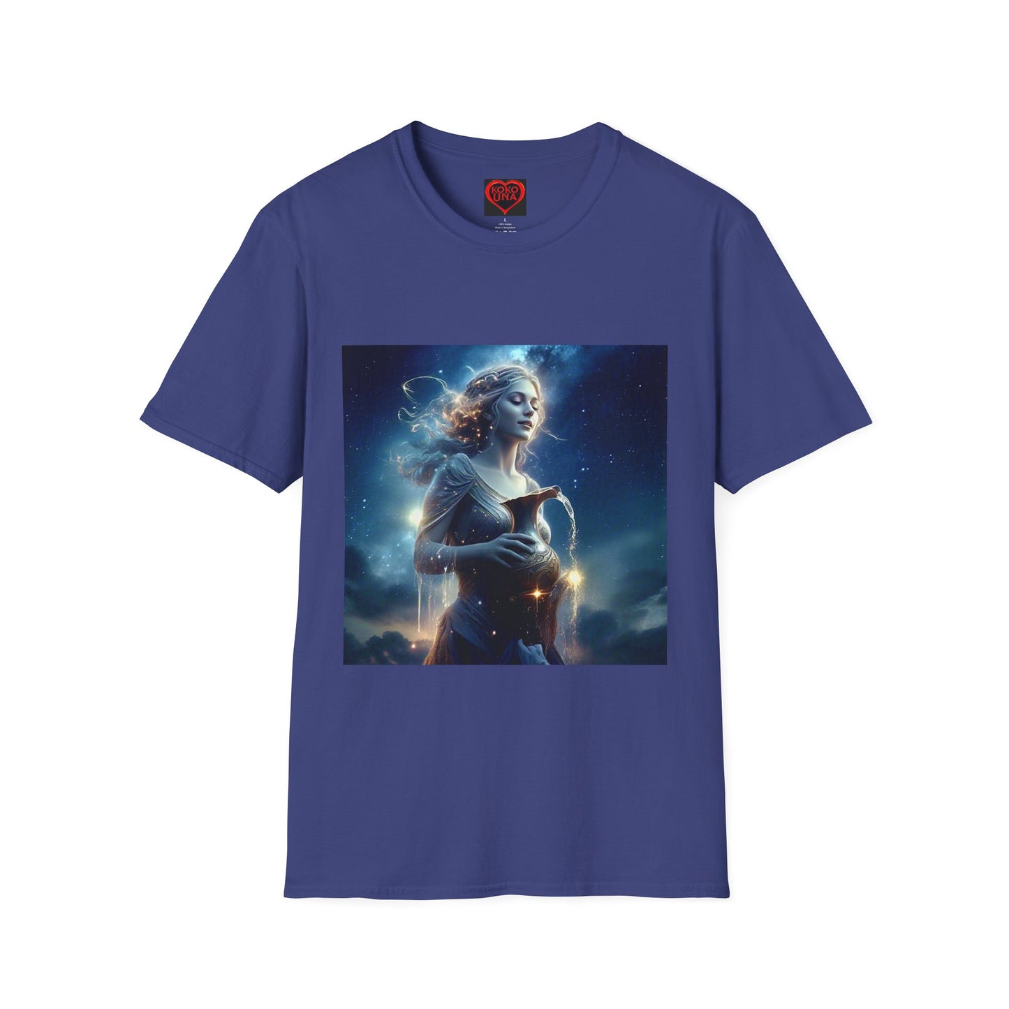 Zodiac by Koko Una- Aquarius Water Bearer (Picture ONLY)- Unisex Softstyle T-Shirt - Astrology Inspired
