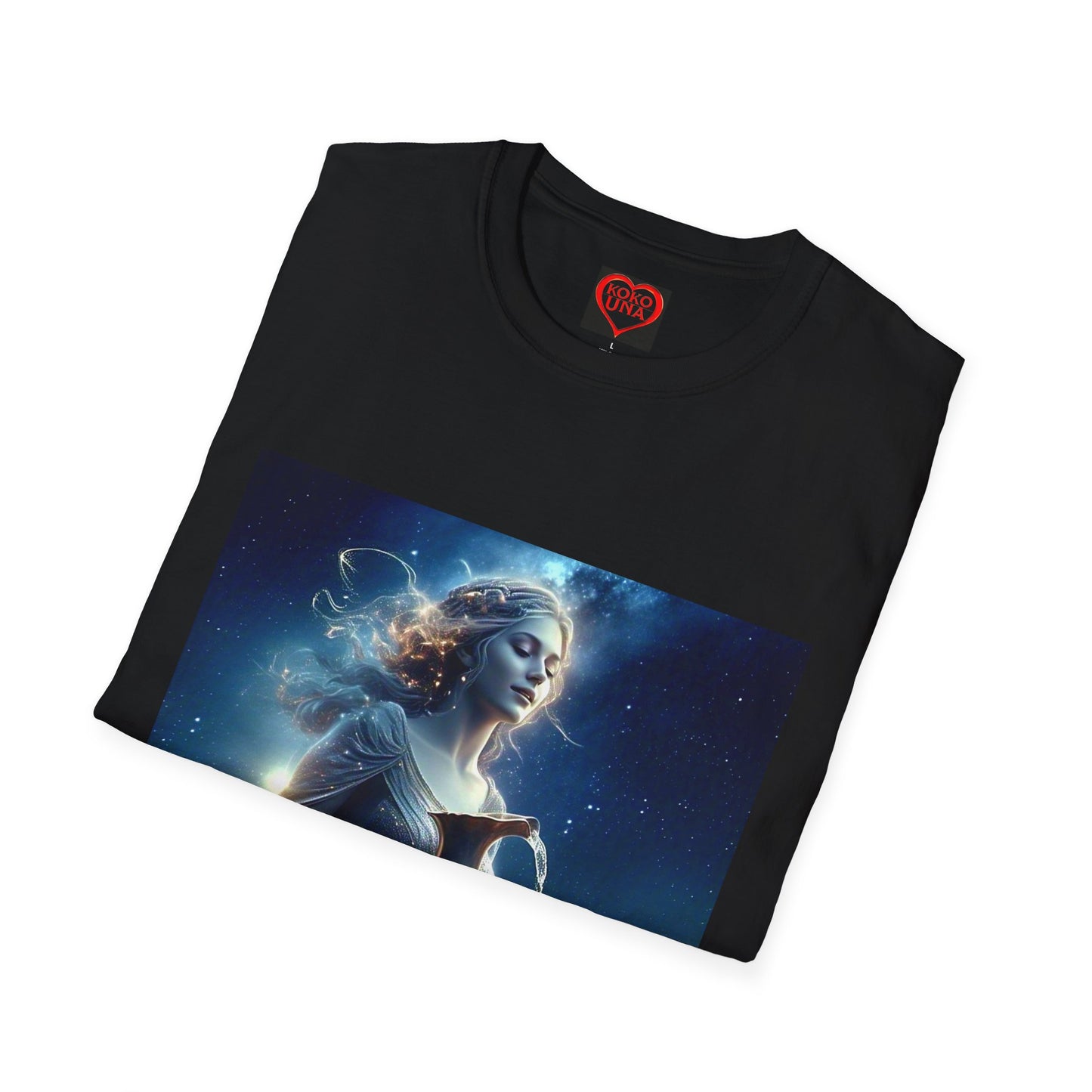 Zodiac by Koko Una- Aquarius Water Bearer (Picture ONLY)- Unisex Softstyle T-Shirt - Astrology Inspired