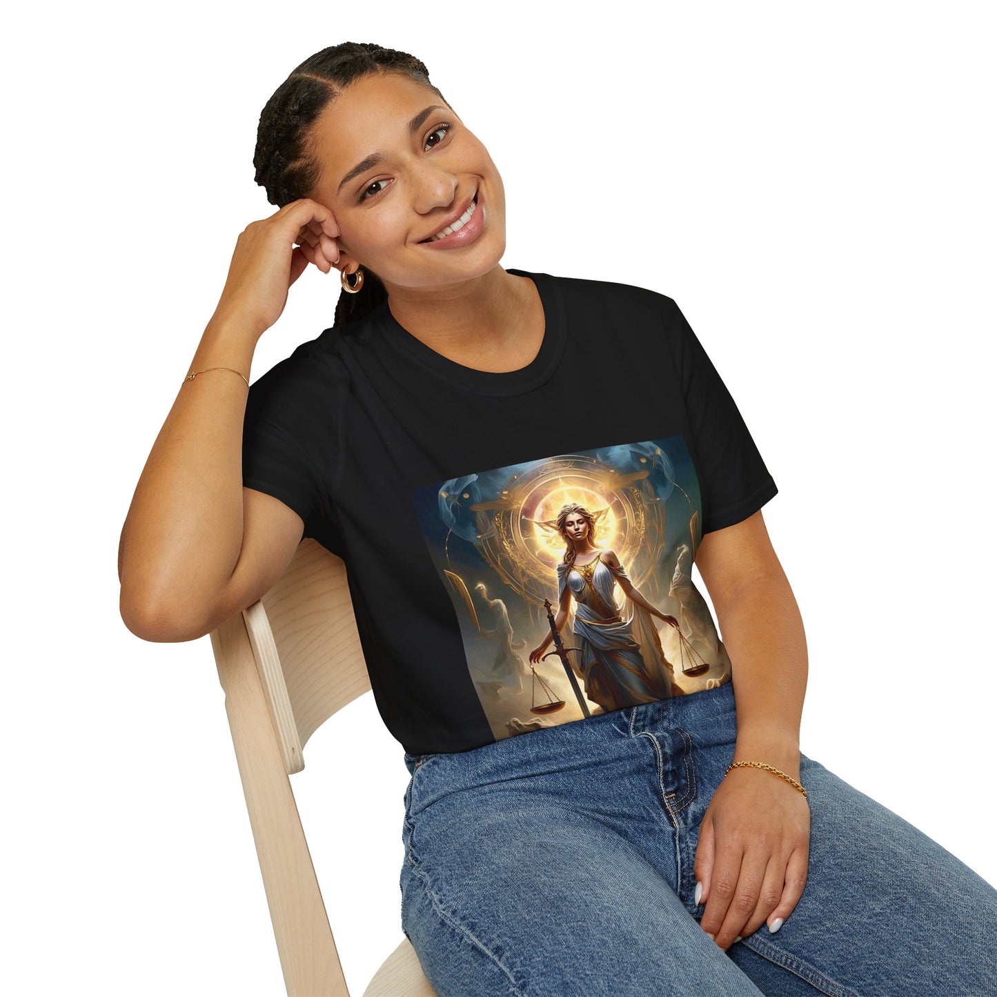 Zodiac by Koko Una- Libra Scales (Picture ONLY)- Unisex Softstyle T-Shirt - Astrology Inspired