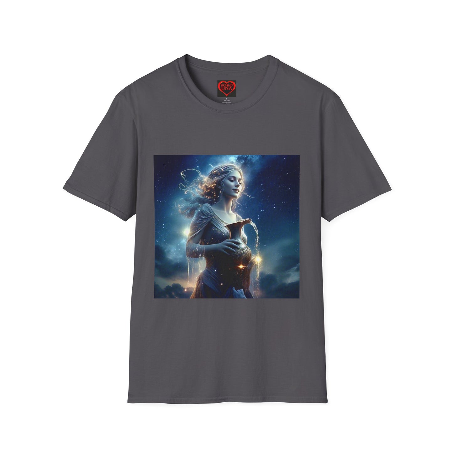 Zodiac by Koko Una- Aquarius Water Bearer (Picture ONLY)- Unisex Softstyle T-Shirt - Astrology Inspired