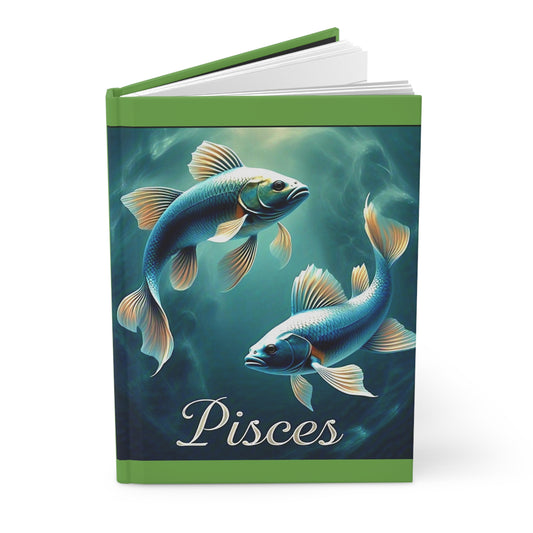 Zodiac "Pisces" Journal- Hardcover Matte 8" x 5.5" Light Green