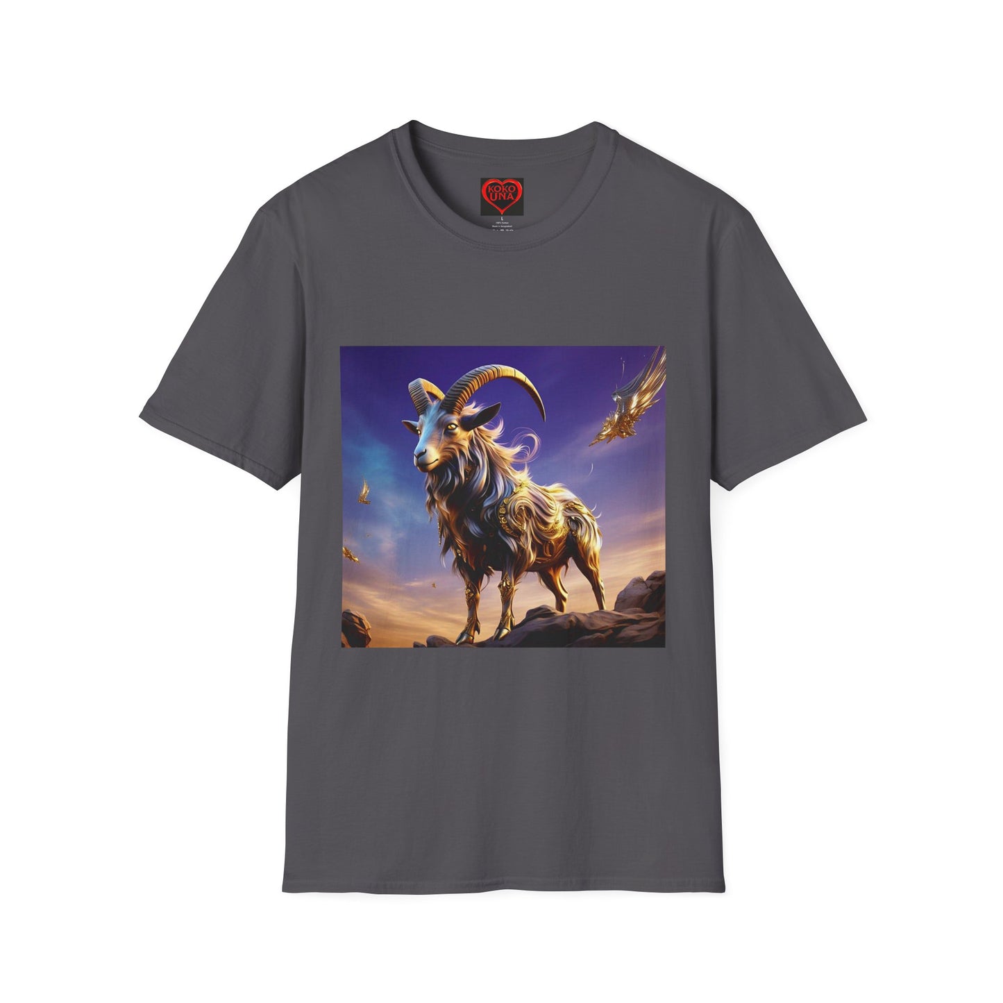 Zodiac by Koko Una- Capricorn Goat (Picture ONLY)- Unisex Softstyle T-Shirt - Astrology Inspired