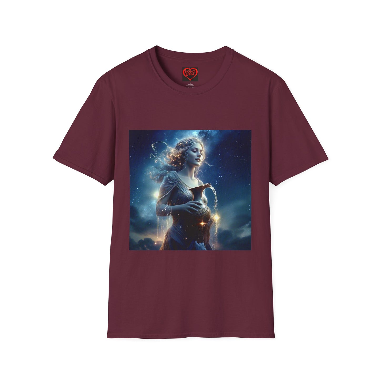 Zodiac by Koko Una- Aquarius Water Bearer (Picture ONLY)- Unisex Softstyle T-Shirt - Astrology Inspired