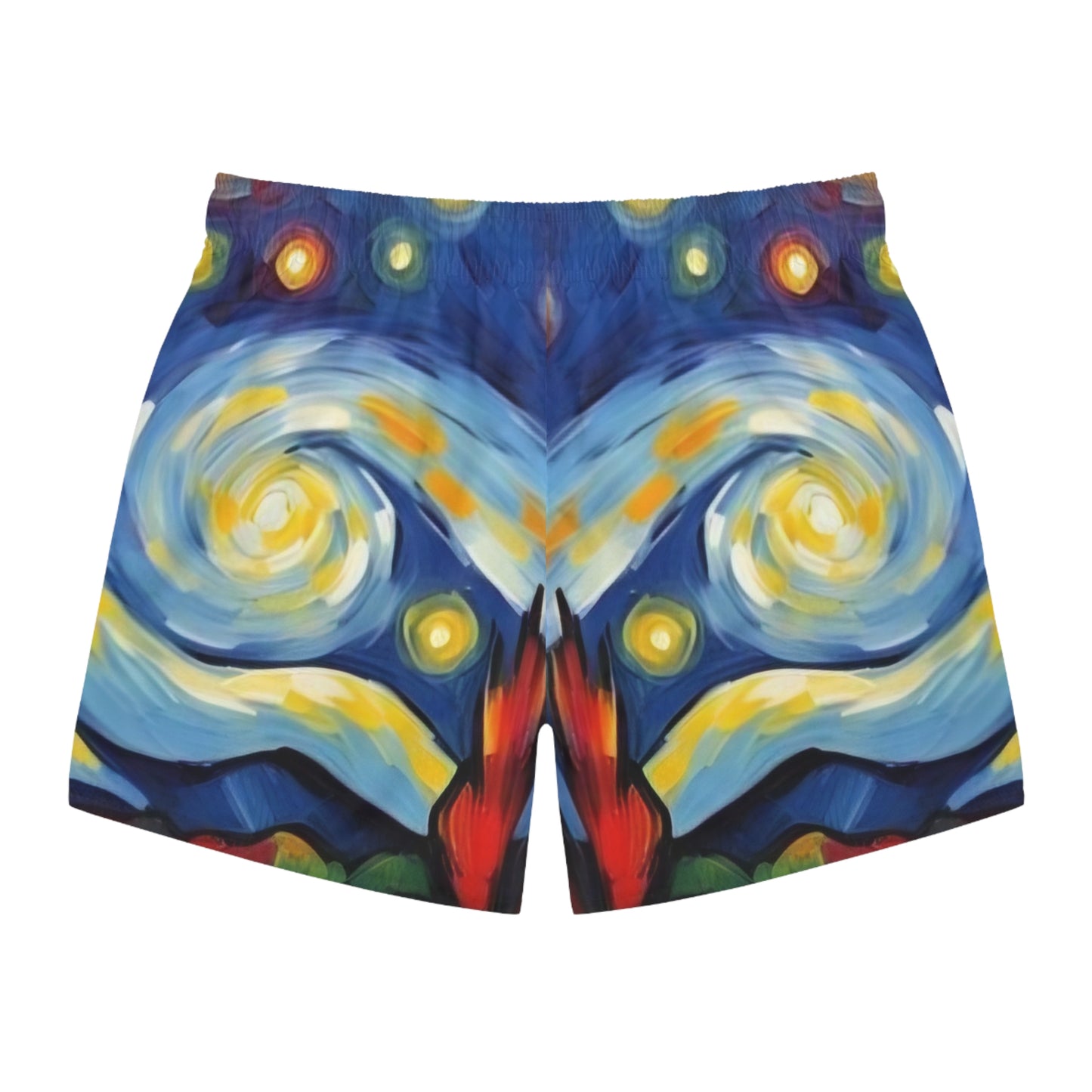 Dark Summer by Koko Una: Starry Sky Artwork Men's Swim Trunks for Beach and Pool Parties