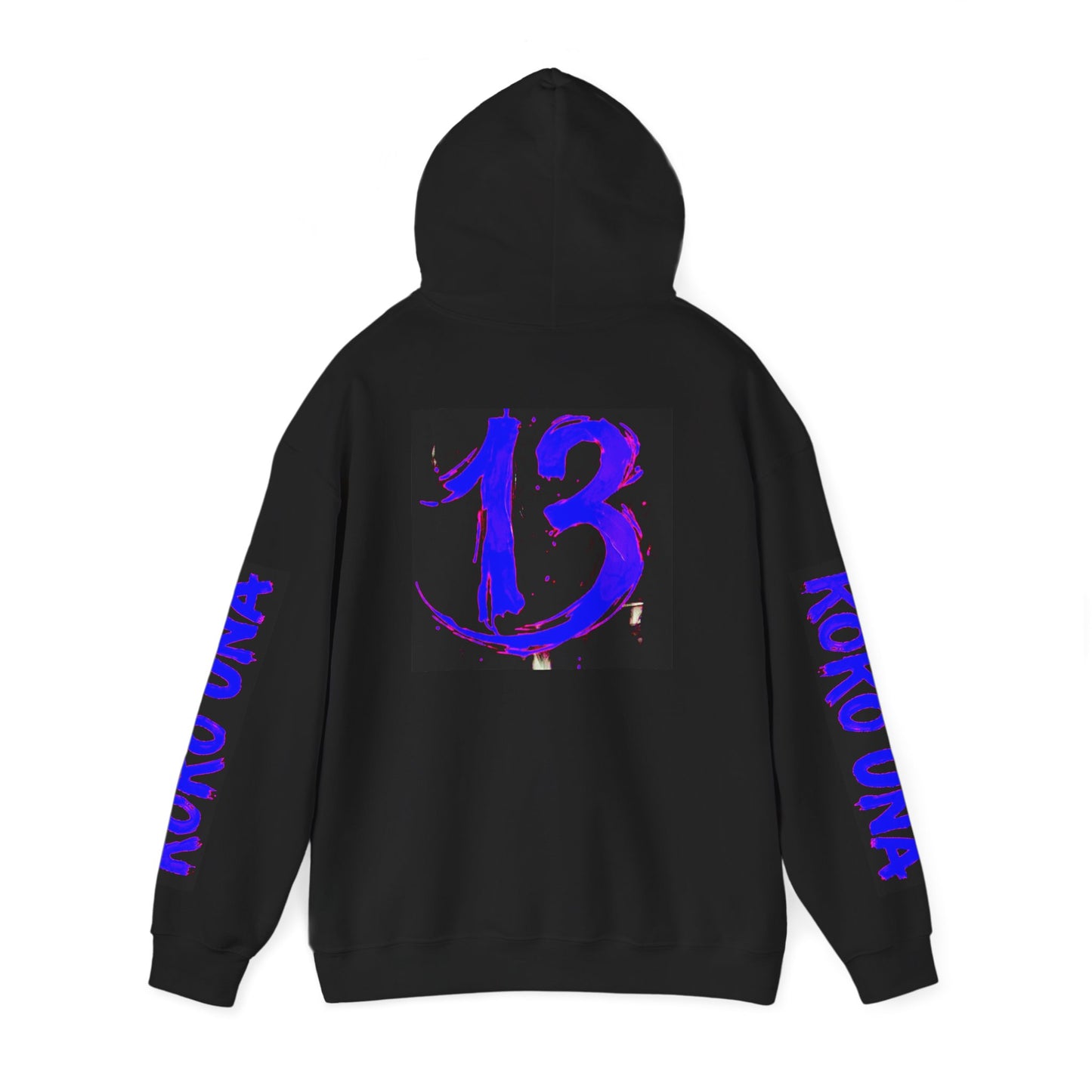 Koko Una Tarot Official Hoodie- Lucky 13 Backside Strato Blue/Purple & Black - Unisex Heavy Blend™ Sweatshirt