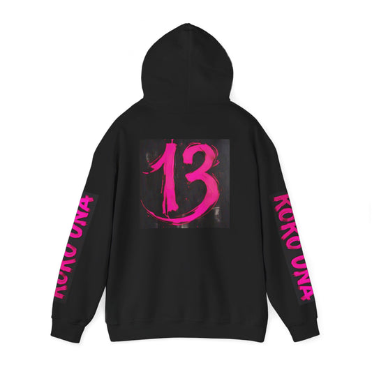 Koko Una Tarot Official Hoodie- Lucky 13 Backside Pink & Black - Unisex Heavy Blend™ Sweatshirt