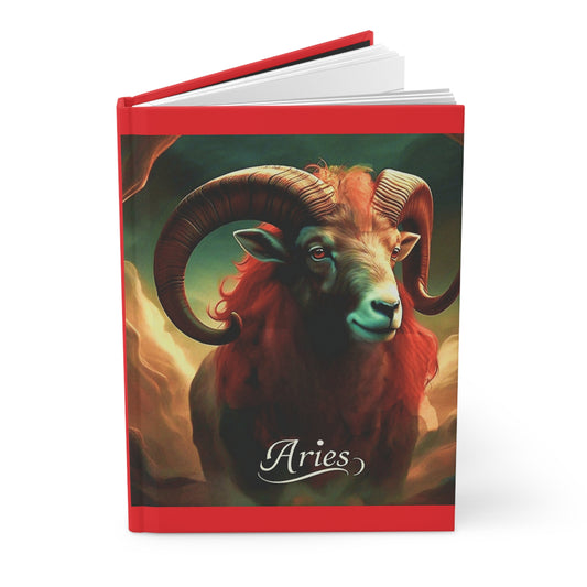 Zodiac "Aries" Journal- Hardcover Matte 8" x 5.5" Bright Red