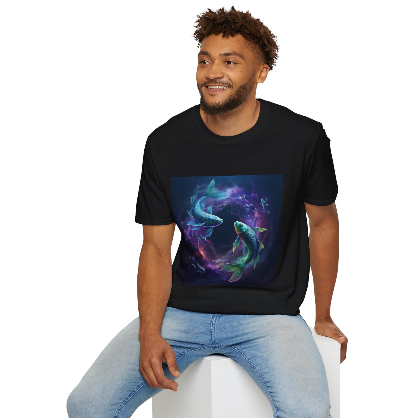 Zodiac by Koko Una- Pisces Fish (Picture ONLY)- Unisex Softstyle T-Shirt - Astrology Inspired