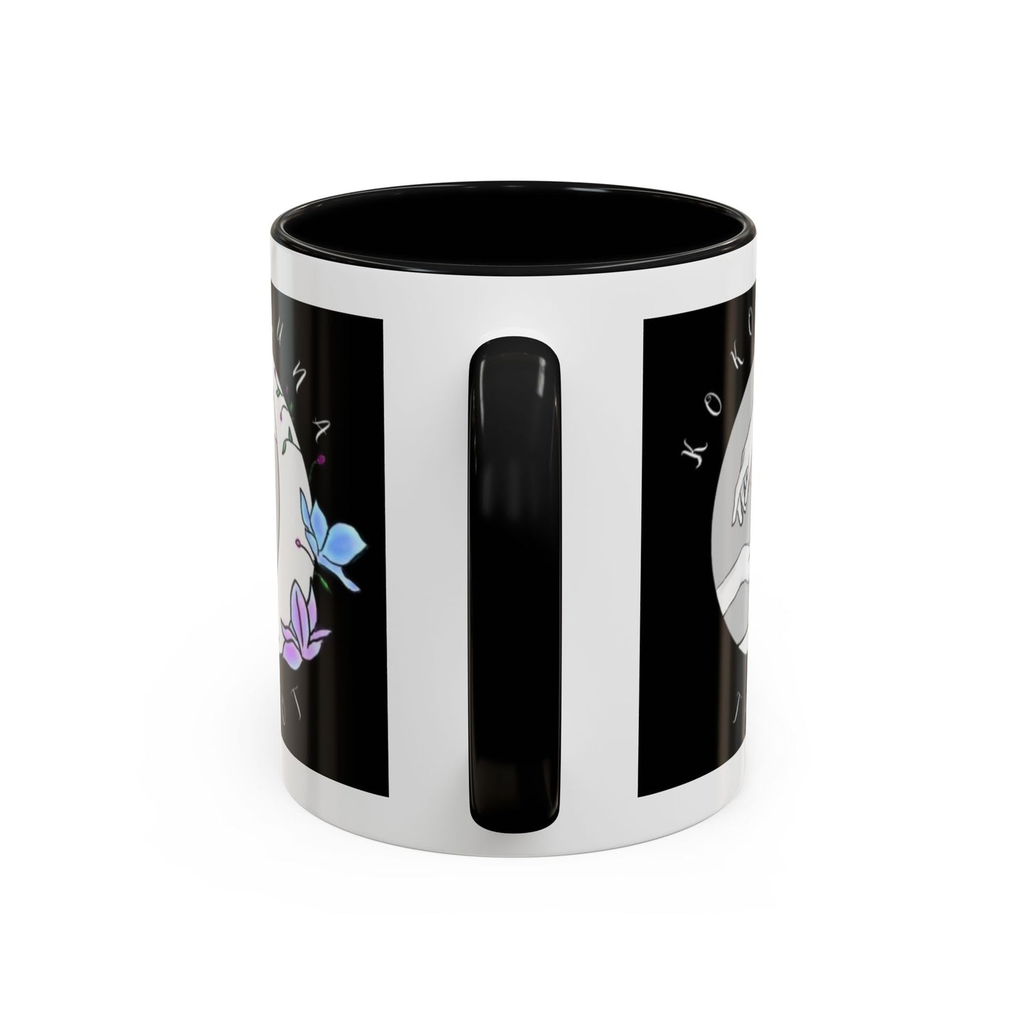 Koko Una Tarot- Spiritual Hands Black Logo- Fun Accent Dual Color Coffee Mug – 11oz & 15oz Available