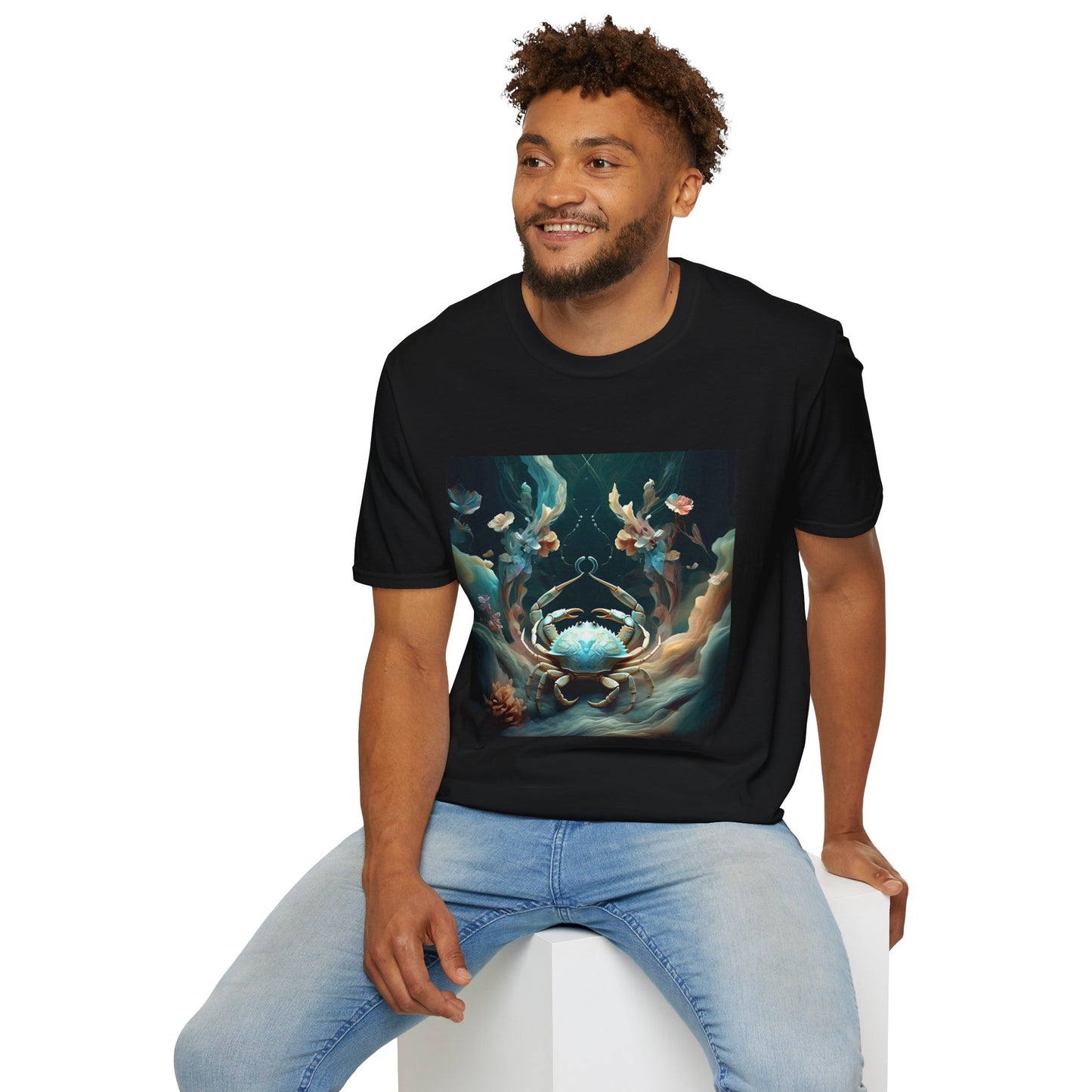 Zodiac by Koko Una- Cancer Crab (Picture ONLY)- Unisex Softstyle T-Shirt - Astrology Inspired